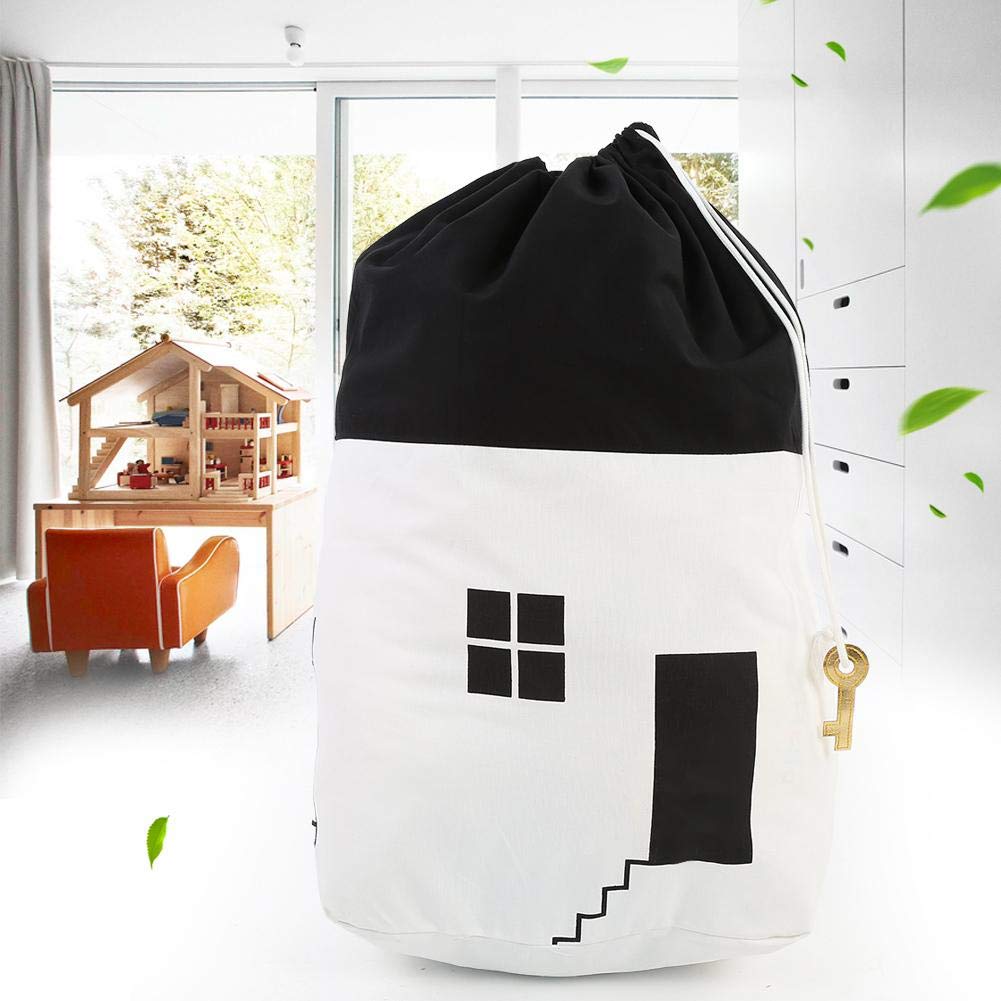 Kids Toy Storage Bag - Cotton Drawstring Organizer for Toys, Balls & Bath Toys | Portable & Durable | Perfect for Home, Nursery & Travel (White)
