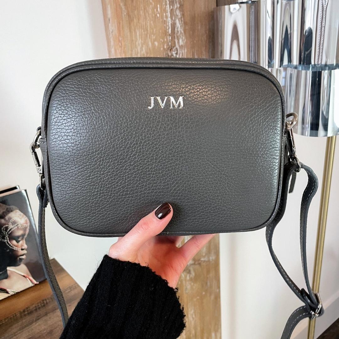Carnaby Of London Embossed Silver Initial Crossbody Bag - Stylish Women's Leather Purse for Everyday Use, Travel & Date Night