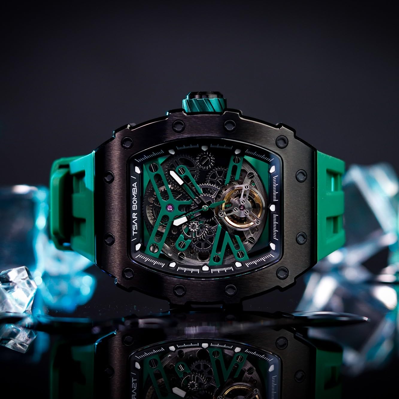 TSAR BOMBA Luxury Automatic Watch for Men - Japanese Mechanical Movement, 50M Waterproof, Stainless Steel Case, Sapphire Crystal, Big Face - Perfect for Business, Formal Events & Unique Fashion Gifts