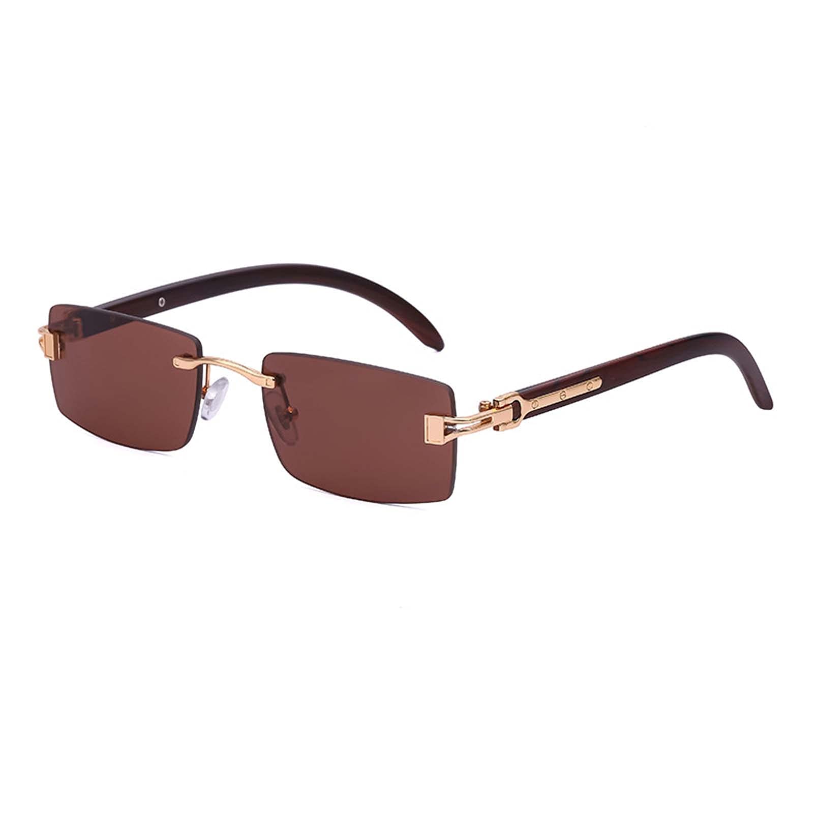 Retro Square Sunglasses for Men & Women - Frameless UV Protection Cool Vintage Shades for Outdoor, Travel, Driving & Fashion - Medium Size (Color A) | Perfect for Beach, Cycling & Street Style