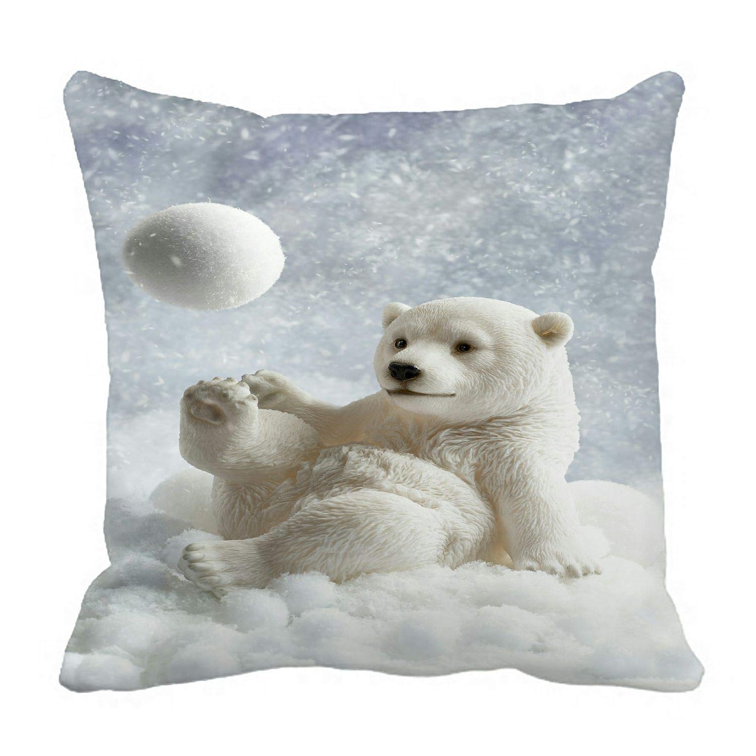 ABPHQTO Polar Bear Winter Snowball Pillow Cover - 16x16 Inch Reversible Couch & Bed Pillow Protector - Cozy Holiday Decor for Living Room & Bedroom