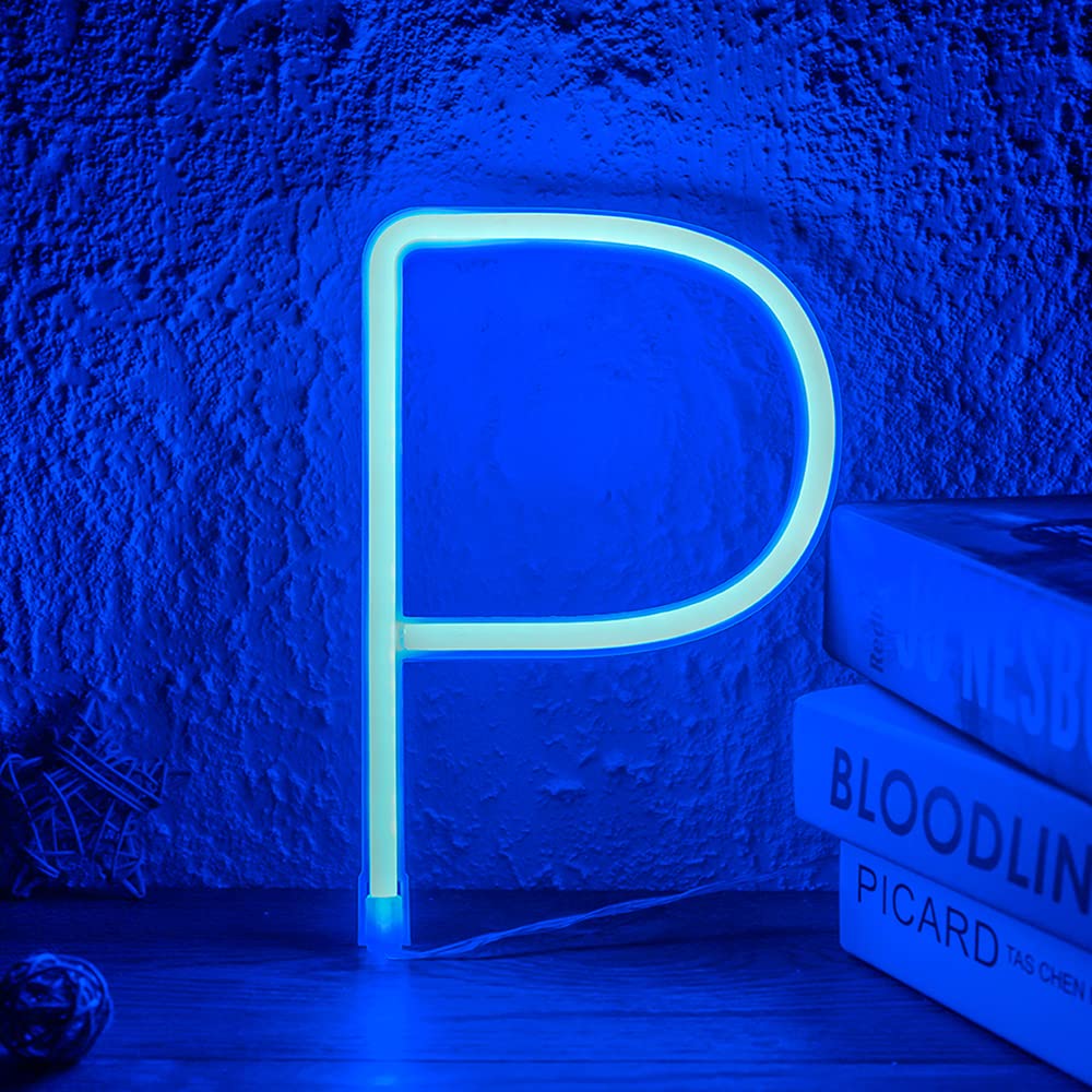 Custom LED Neon Letter Signs A-Z & 0-9 - Blue Wall Decor for Home, Office & Events - Durable Neon Alphabet Lights for Bedroom, Wedding, Party & Business Signage