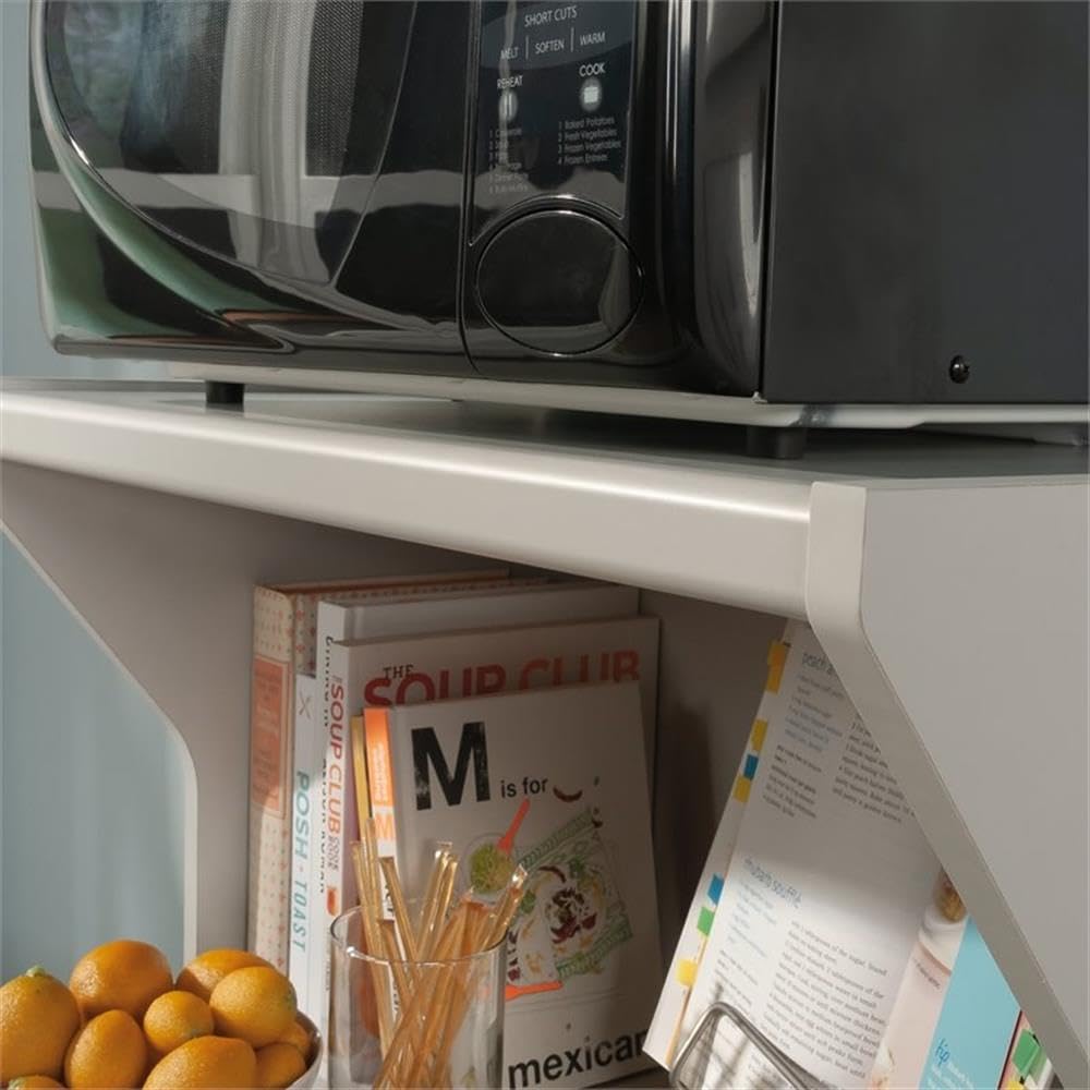 Pemberly Row Modern Gray Engineered Wood Microwave Kitchen Cart - Compact & Stylish Storage Solution for Small Kitchens & Apartments