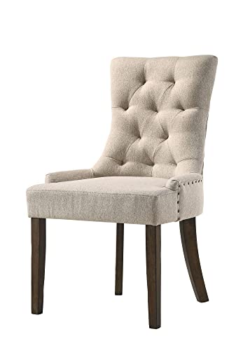 Beige Fabric & Espresso Finish