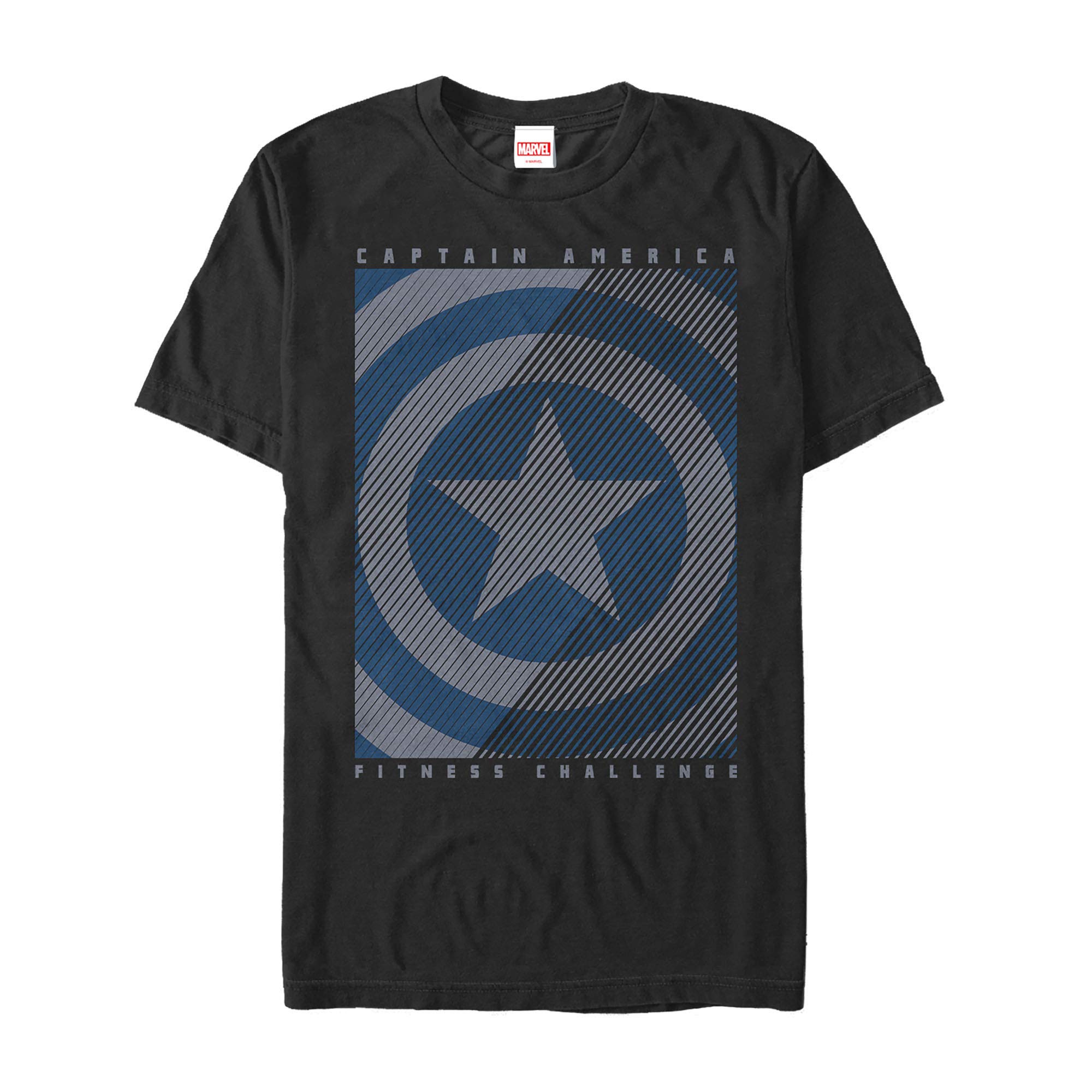 Marvel Captain America Fitness Challenge Streaks Graphic T-Shirt for Men - Superhero Workout Tee for Gym, Running & Casual Wear