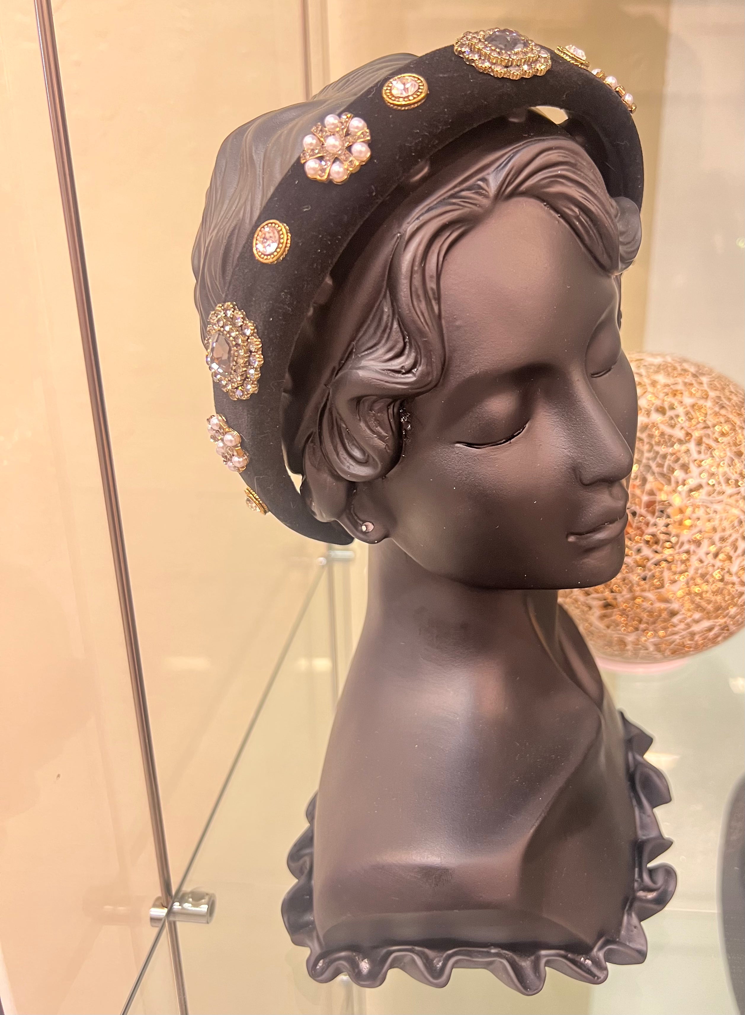 Isabella Black Velvet Princess Headband for Girls - Elegant Hair Accessory for Weddings, Parties & Special Occasions