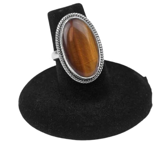 Natural Tiger Eye Gemstone Ring - 925 Sterling Silver Handmade Vintage Jewelry for Women, Big Yellow Tiger Eye Stone Ring, Unique Gift for Her - Perfect for Everyday Wear, Special Occasions & Spiritual Healing