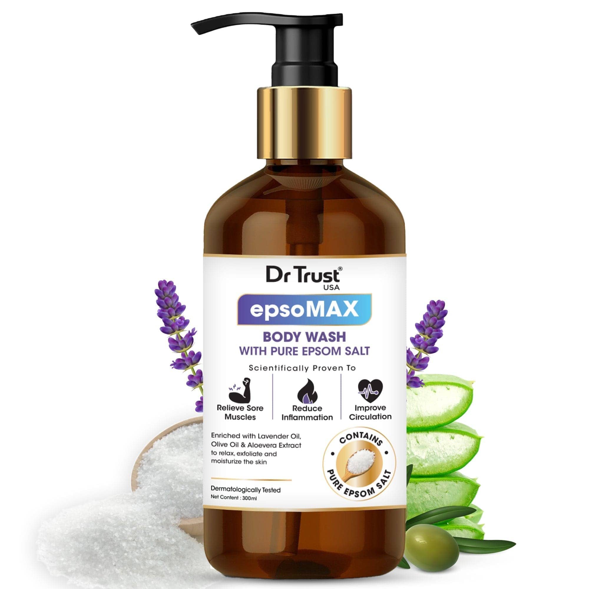 Dr Trust USA Epsomax Pain Relief Body Wash with Epsom Salt - Soothing Muscle Relaxation for Post-Workout & Stress Relief (1401)