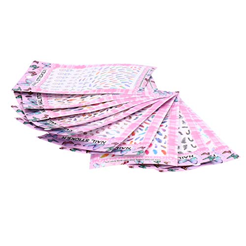 10 Sheets Feather Pattern Nail Stickers - Fashionable Non-Toxic Nail Art Decals for DIY Manicure at Home or Professional Nail Salon Use