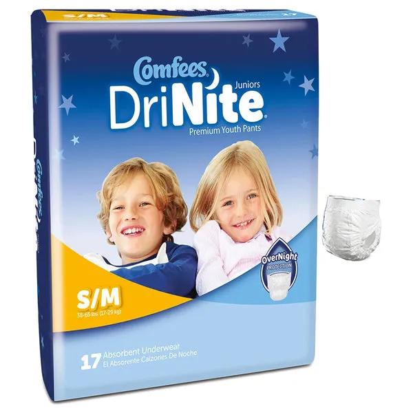 Comfees DriNite Junior Youth Bedwetting Underwear - Small/Medium Size - Overnight Protection for Kids - Comfortable & Absorbent for Peaceful Sleep