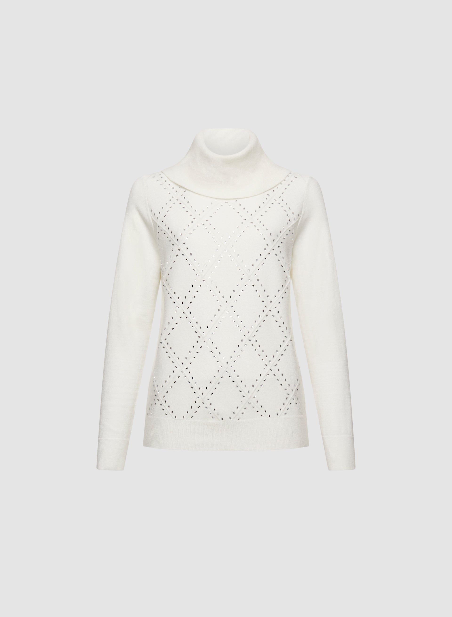 Embellished Argyle Knit Sweater for Women - Vintage Style Cable Knit Pullover - Cozy Winter Fashion Top for Casual Outings & Holiday Parties