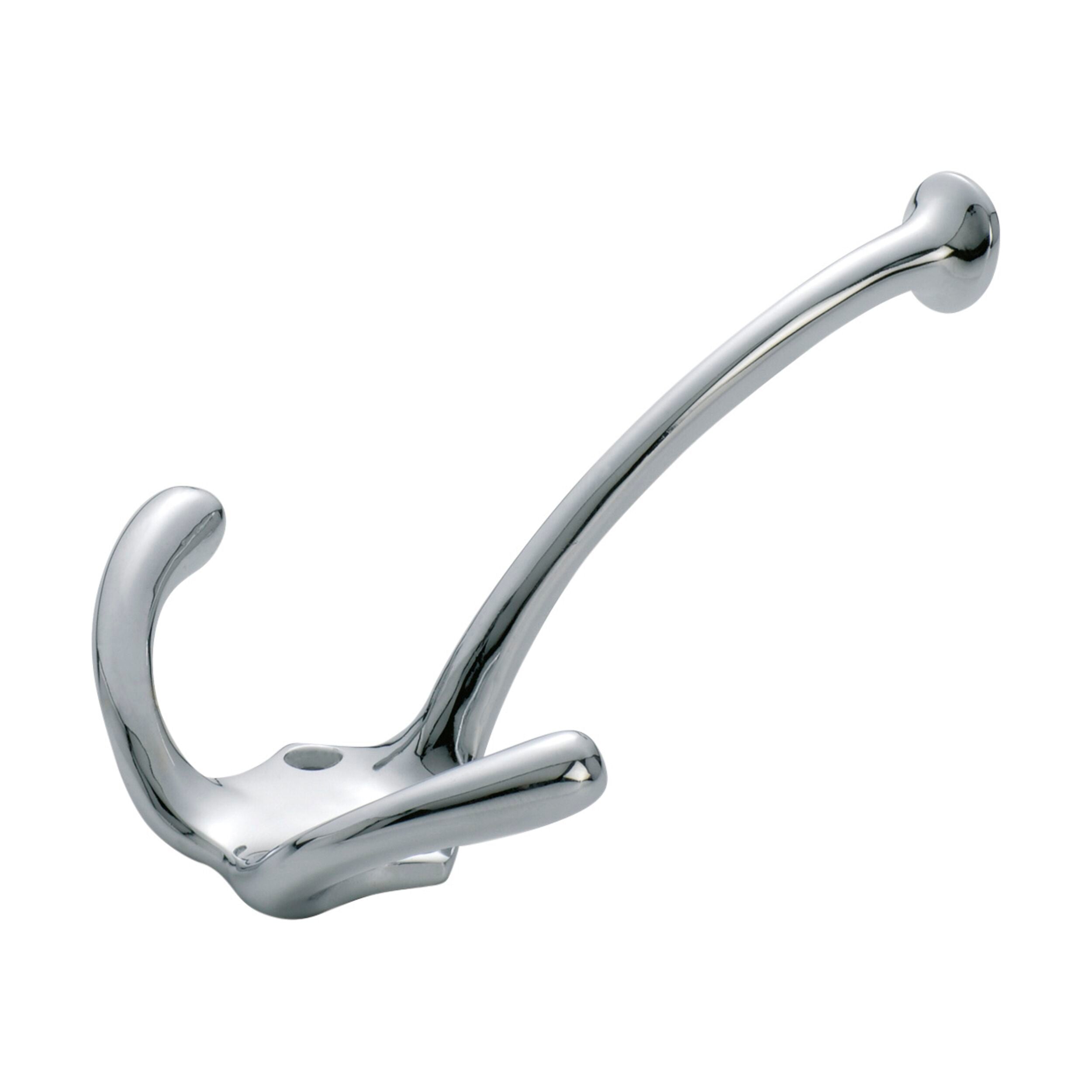 3969 Double Robe Hook - Chrome Plated Wall Mounted Hat & Coat Hanger (110x60mm) - Perfect for Entryway, Bathroom & Bedroom Organization