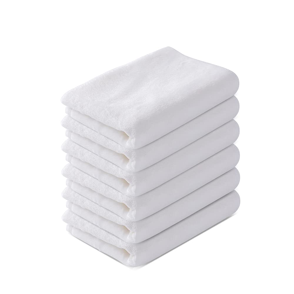 PYD Life 6 Pack 22x15 Inch Sublimation Blank Towels - White Polyester Hand & Face Towels for Heat Press Transfer Printing - Perfect for Sports, Yoga, Gym, Beach & Bath Use
