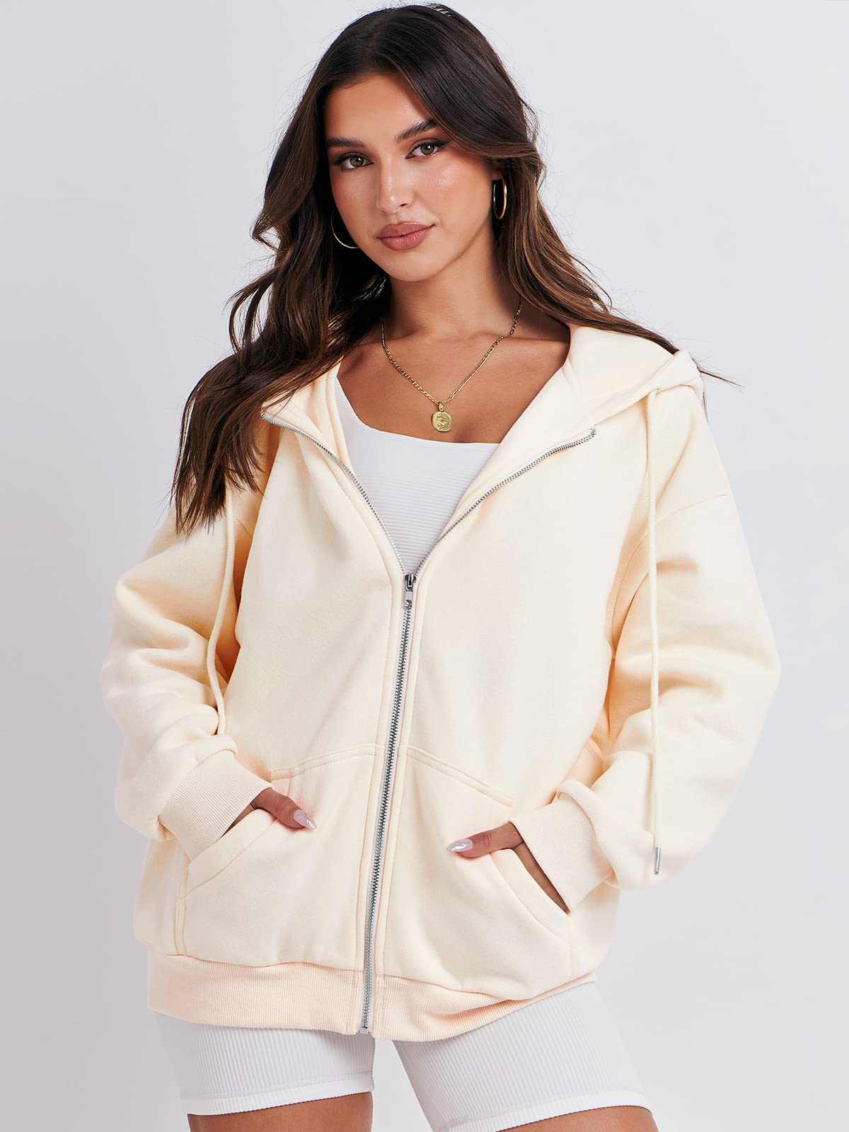 ANRABESS Women's Oversized Zip Up Hoodie - Fleece Long Sleeve Sweatshirt with Pockets | Y2K Fashion Jacket for Fall 2025 | Cozy Casual Wear for Street Style, Loungewear & Outdoor Activities
