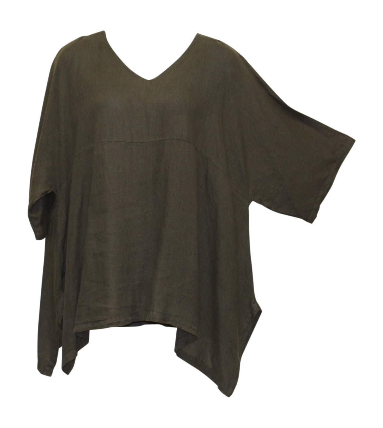 Women's Oversized Coffee Linen Kimono Tunic - Boho Chic Cover Up for Beach, Vacation & Summer Outfits