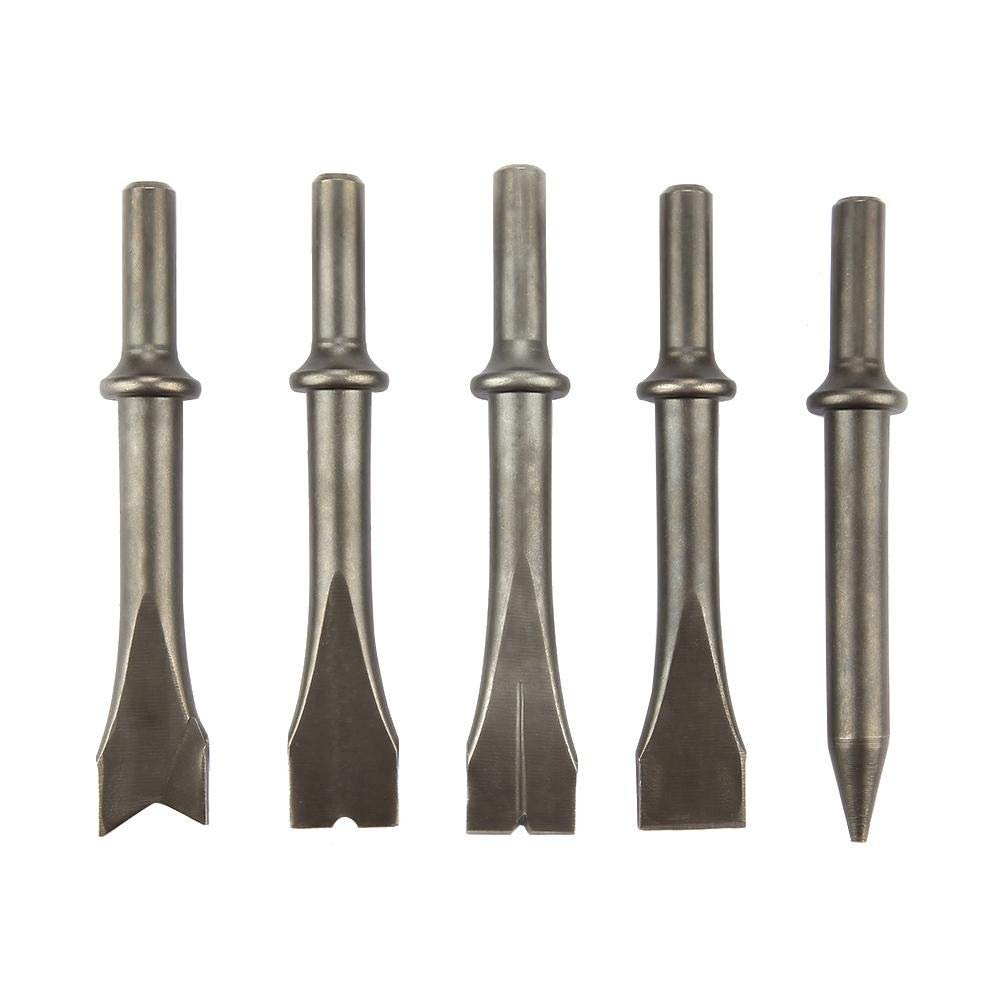 5-Piece Air Hammer Chisel Set - Heavy Duty Pneumatic Hammer Bits for 150/190/250 Air Hammer Heads - Ideal for Auto Repair, Metalworking & Demolition Projects