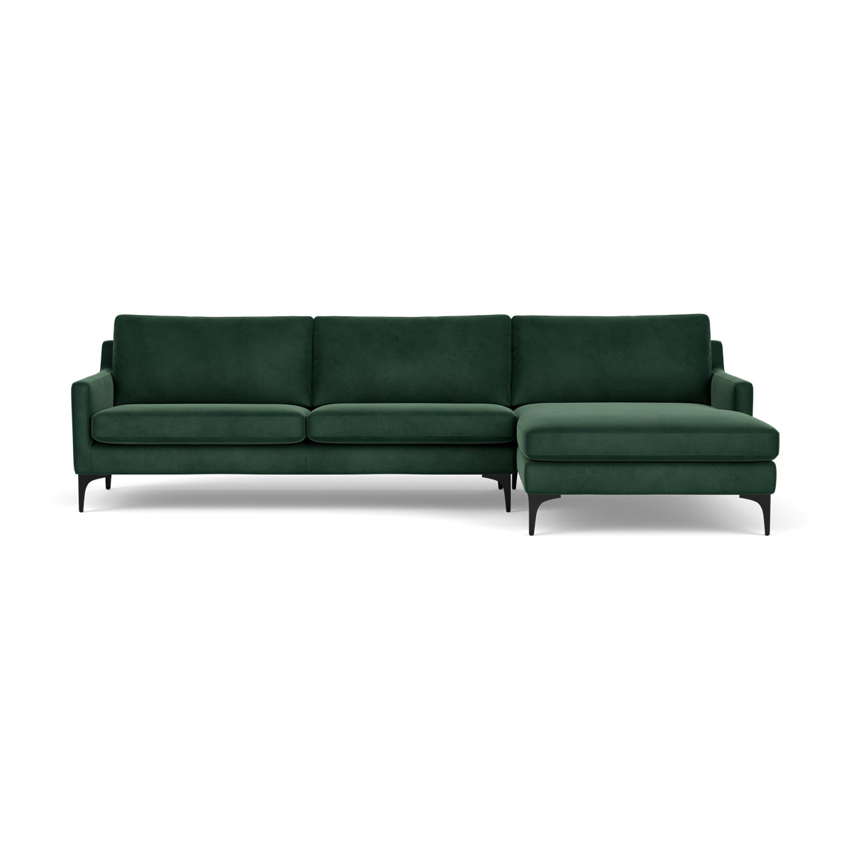 Astha Velvet Right Chaise Sofa - Luxurious Modern Sectional Couch for Living Room, Lounge & Home Theater - Comfortable Upholstered Furniture with Soft Velvet Fabric