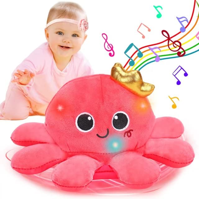 Musical Plush Octopus Toy for Baby Crawling & Walking - Light Up & Voice Control - Perfect for 1 Year Old Girls Birthday Gifts