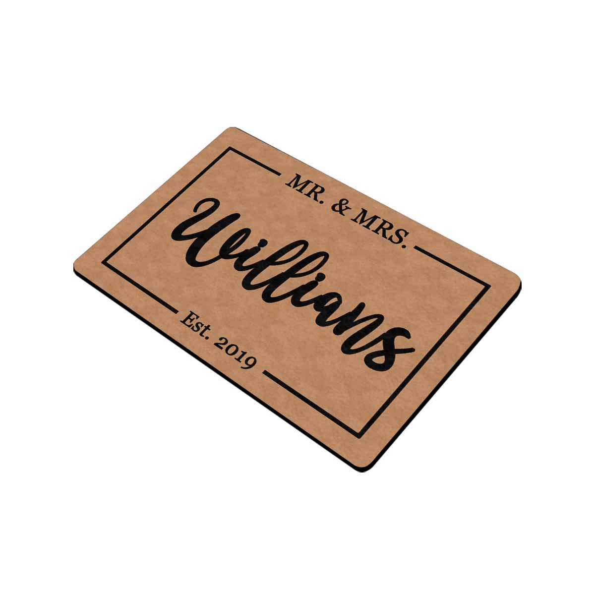 Custom Personalized Doormat with Text - MyPupSocks MR & MRS Name & Year - Non-Slip Welcome Mat for Front Door, Wedding Gift, Housewarming Present (Perfect for Entryway Decor & Holiday Greetings)