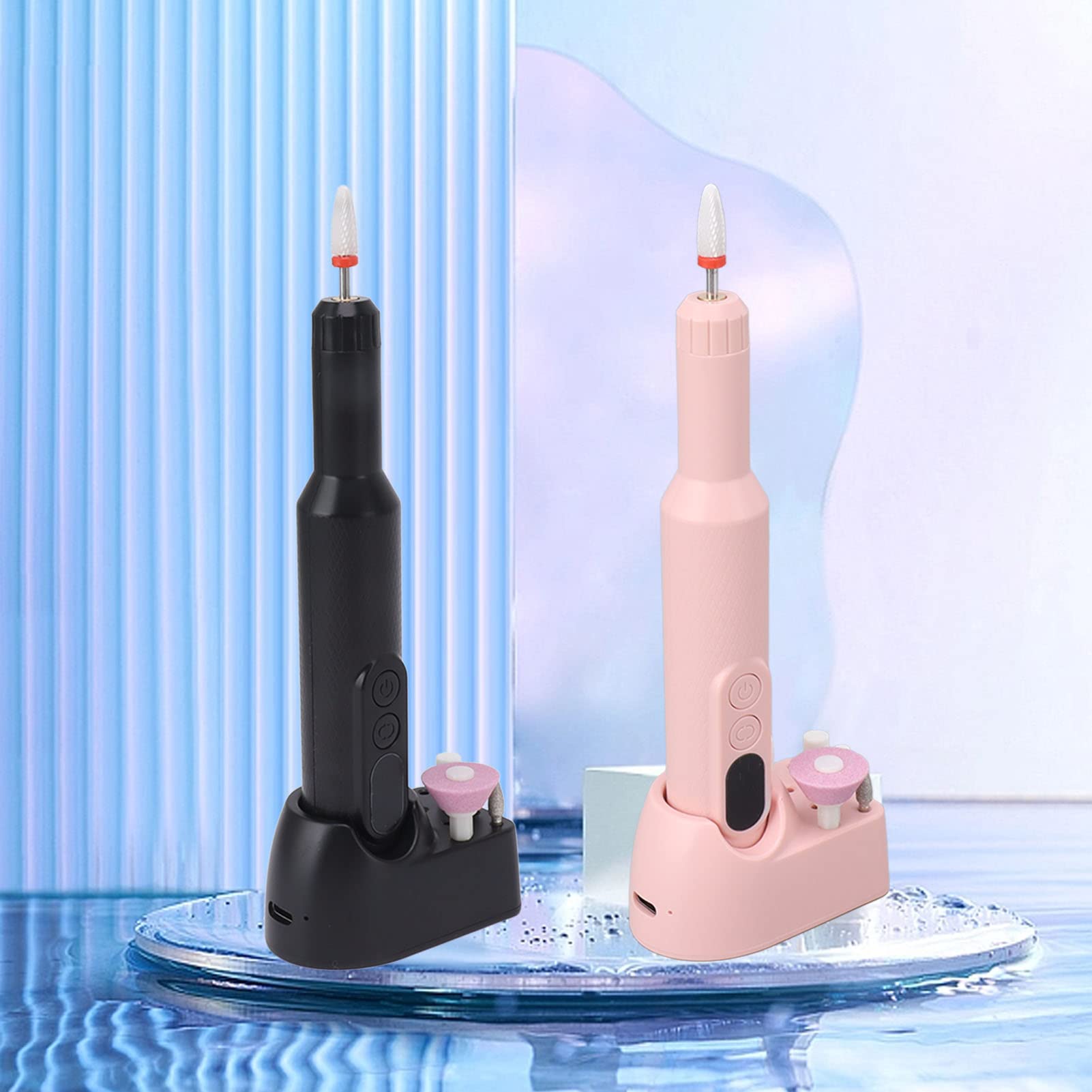 Professional Electric Nail Drill Machine 18000RPM - Dual Charging Dock LED Display Nail File with 3 Adjustable Speeds - Manicure Pedicure Polishing Kit for Salon & Home Use (Black) - Perfect for Nail Art, Acrylics & Gel Extensions