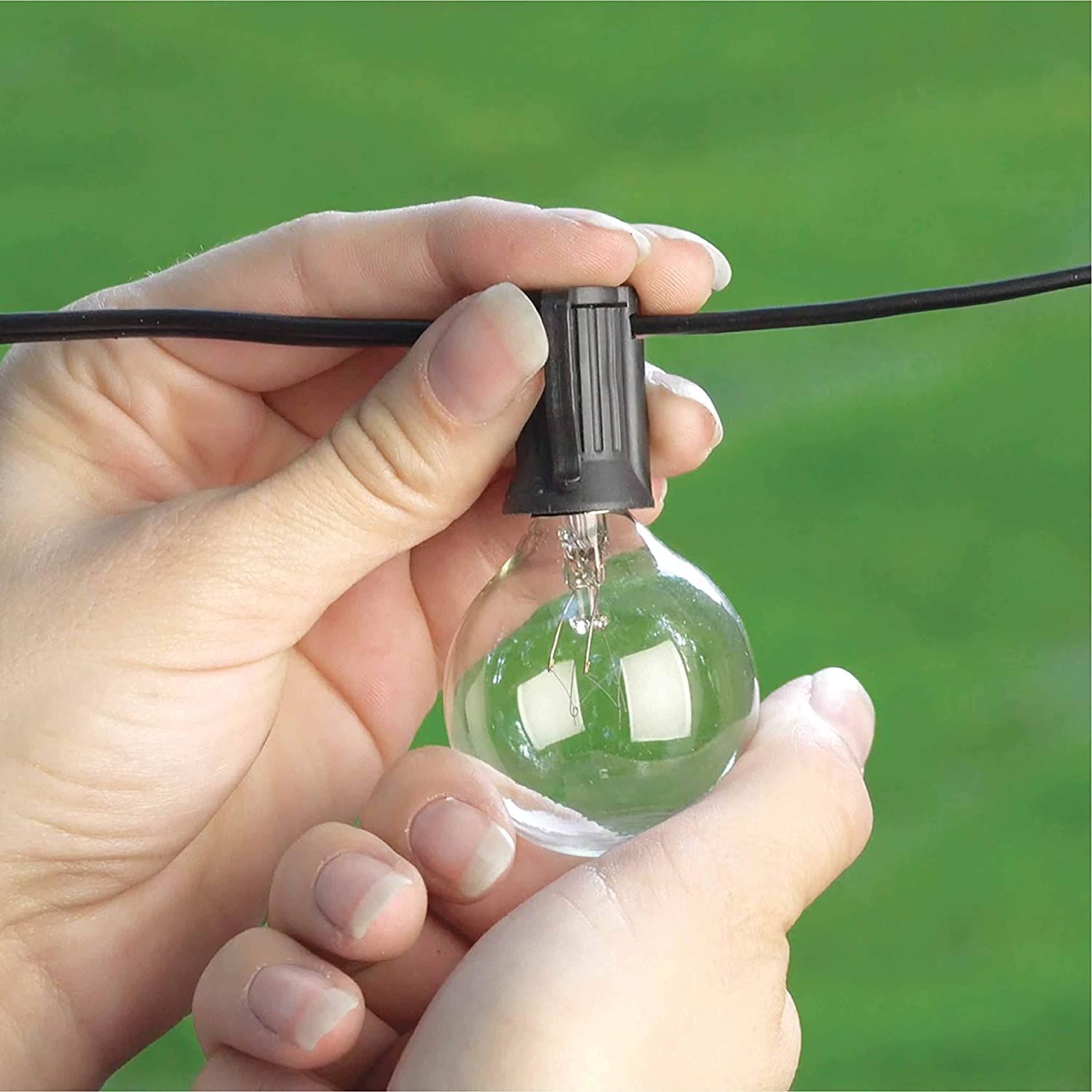 Beams 1W G40 Globe LED Bulbs - 25ft Weatherproof Indoor/Outdoor String Lights in Black | Perfect for Patio, Garden & Holiday Decorations