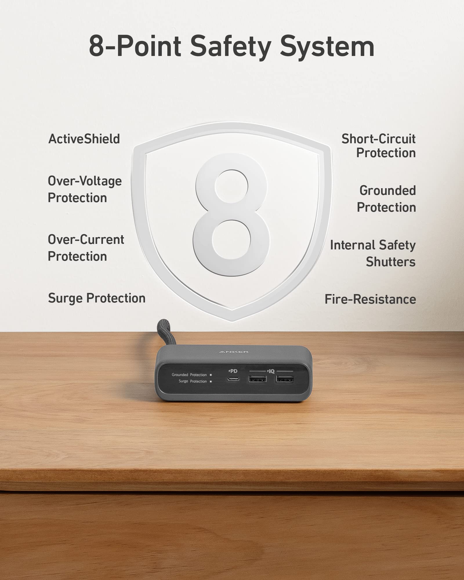 Anker 521 USB C Power Strip with 3 Outlets & 30W USB C Charger | 5 ft Extension Cord | Fast Charging for iPhone 14/13 | Compact Power Station for Home, Office, Dorm Room & Travel | Perfect for Charging Multiple Devices Simultaneously