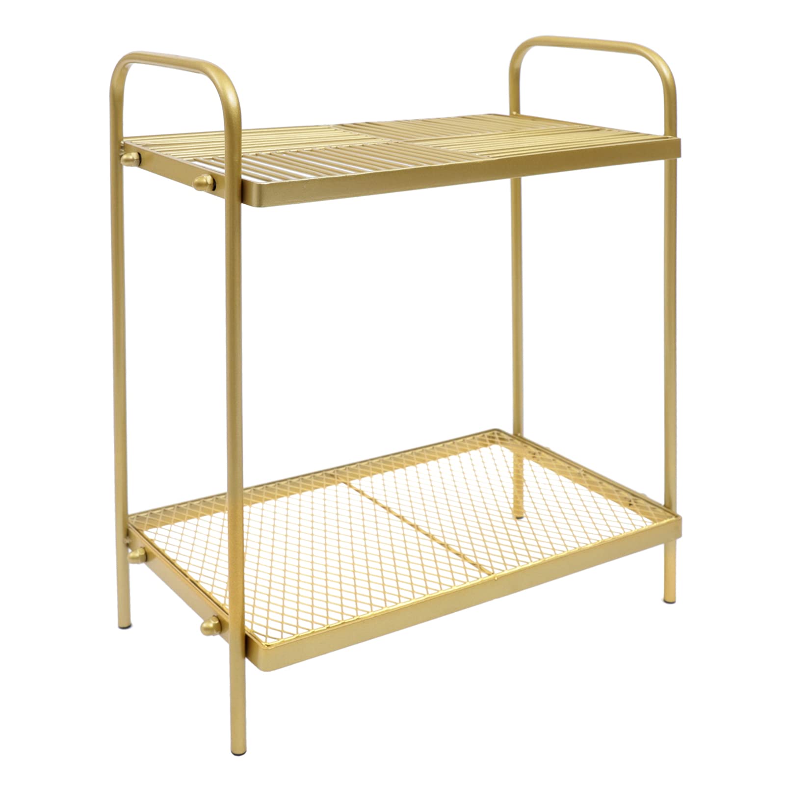 Modern 2-Tier Metal End Table - Sturdy Nightstand & Accent Table for Living Room & Bedroom (19.7