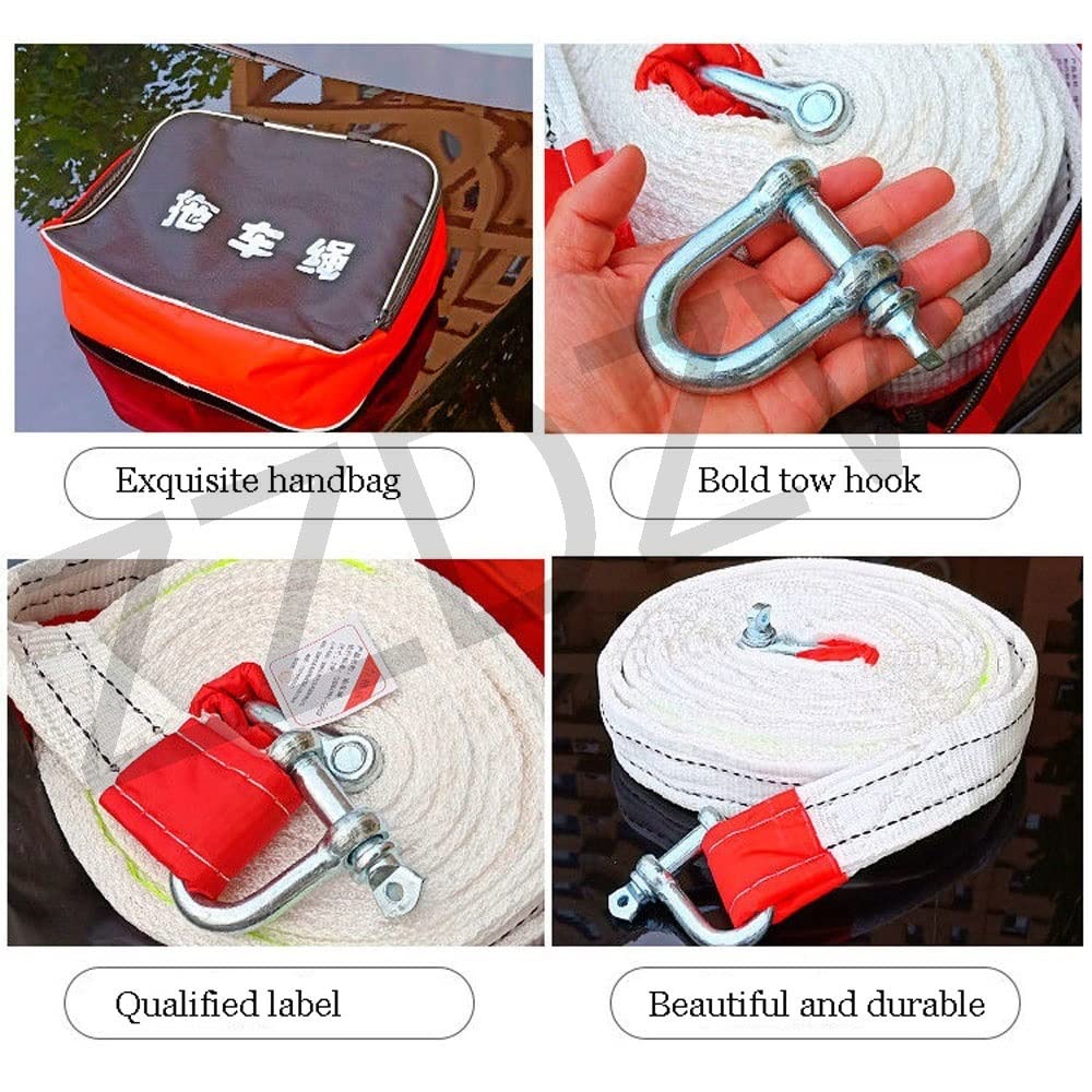 4/5/7/9 M Heavy Duty Towing Rope with Steel Forged Hooks - 5/10/15/20 Tons High Strength Nylon Tow Strap - Winch Recovery Rope for Trailers, Trucks & Off-Road Vehicles - Ideal for Towing, Vehicle Recovery & Emergency Situations