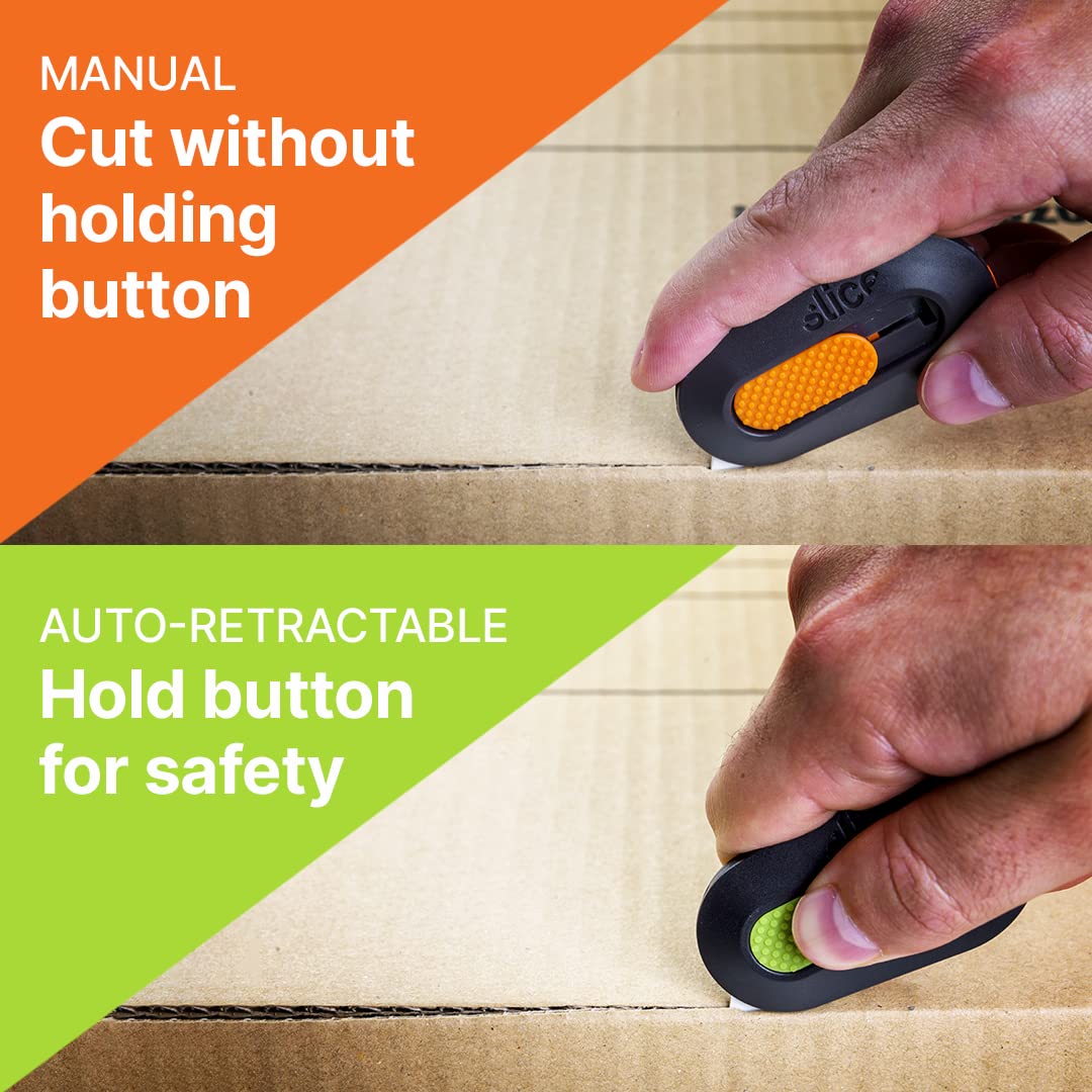 Slice Mini Box Cutter - Safe Manual Retractable Ceramic Blade (11x Longer Lasting than Metal) - Keychain Package Opener (1 Pack) - Perfect for Home, Office & Warehouse Use