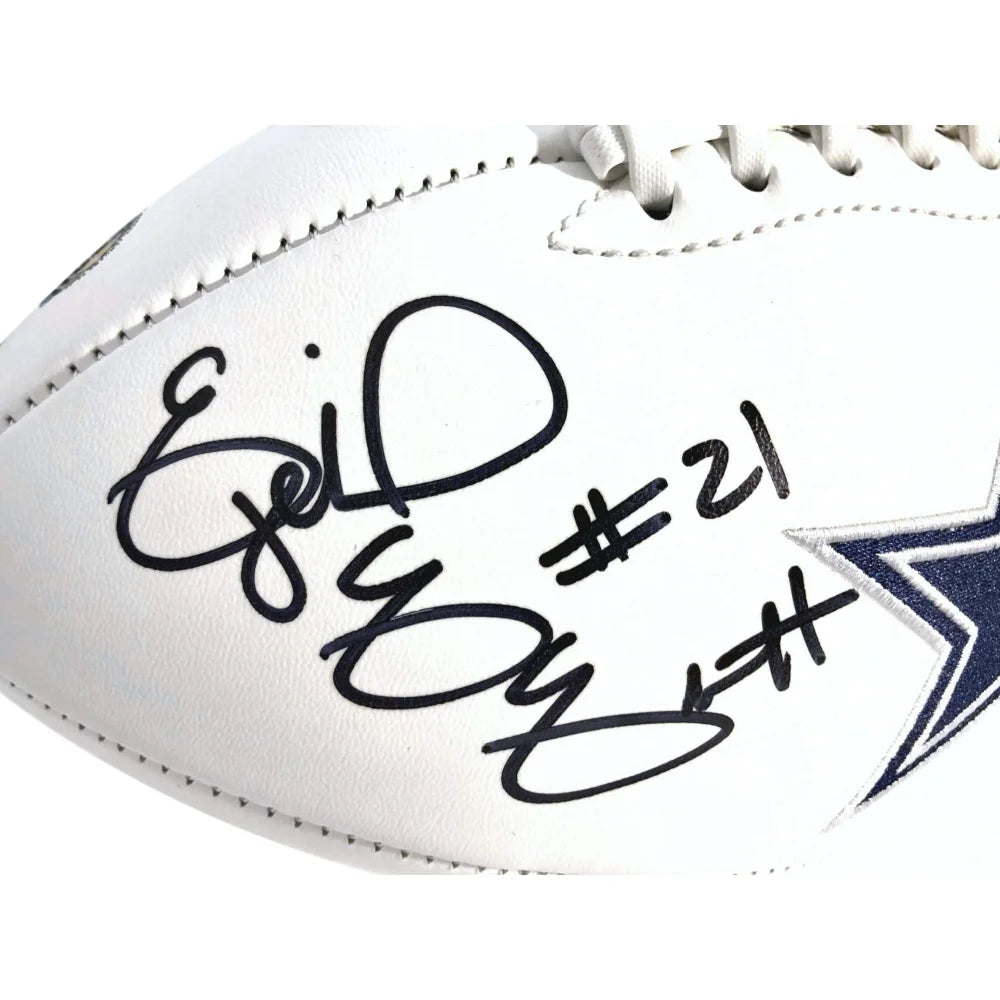 Ezekiel Elliott Autographed Dallas Cowboys White Logo Football with COA - Official NFL Super Bowl Collectible for Fans & Memorabilia Enthusiasts - Perfect for Display, Gifts & Sports Collections