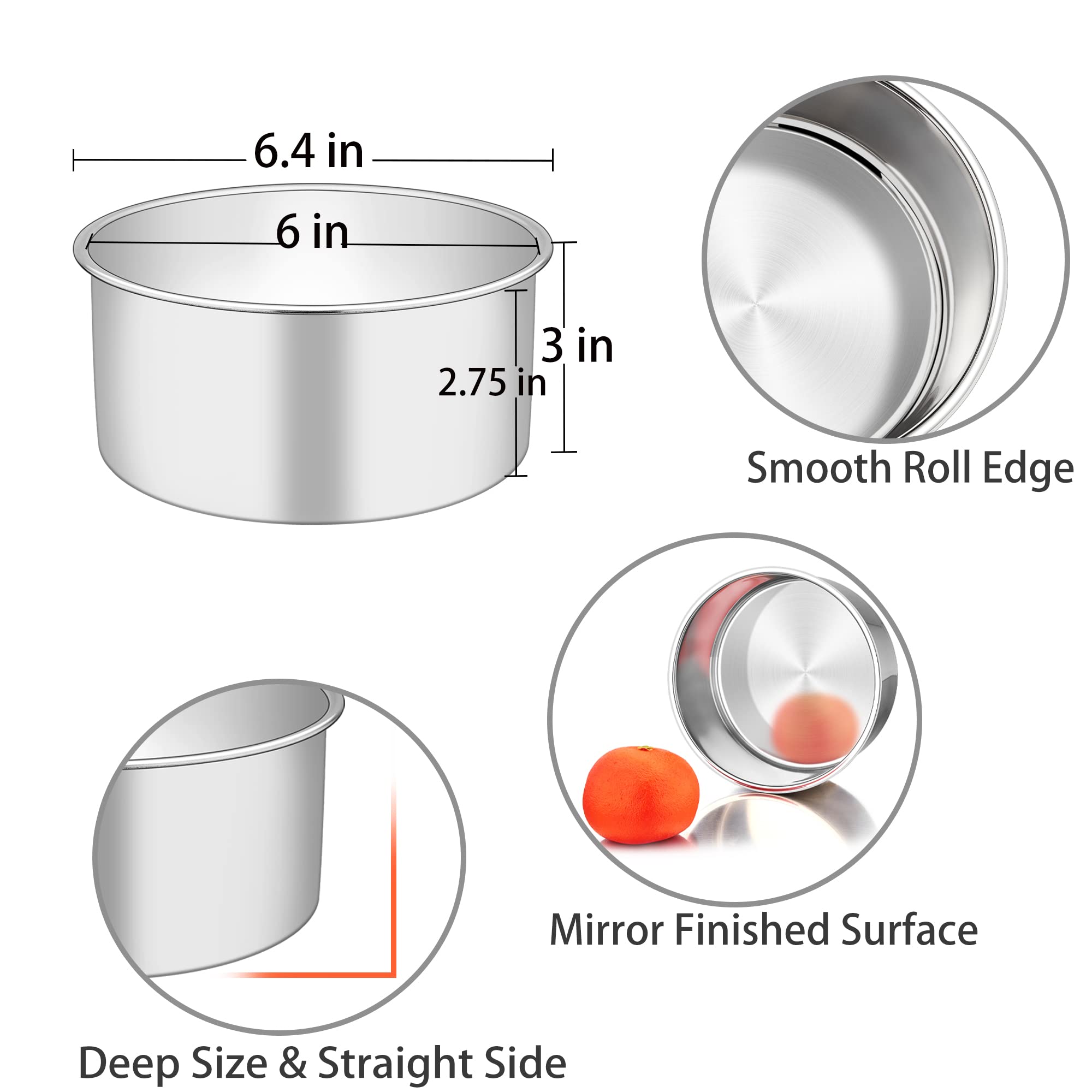 TeamFar 6 Inch Round Cake Pan Set - 6