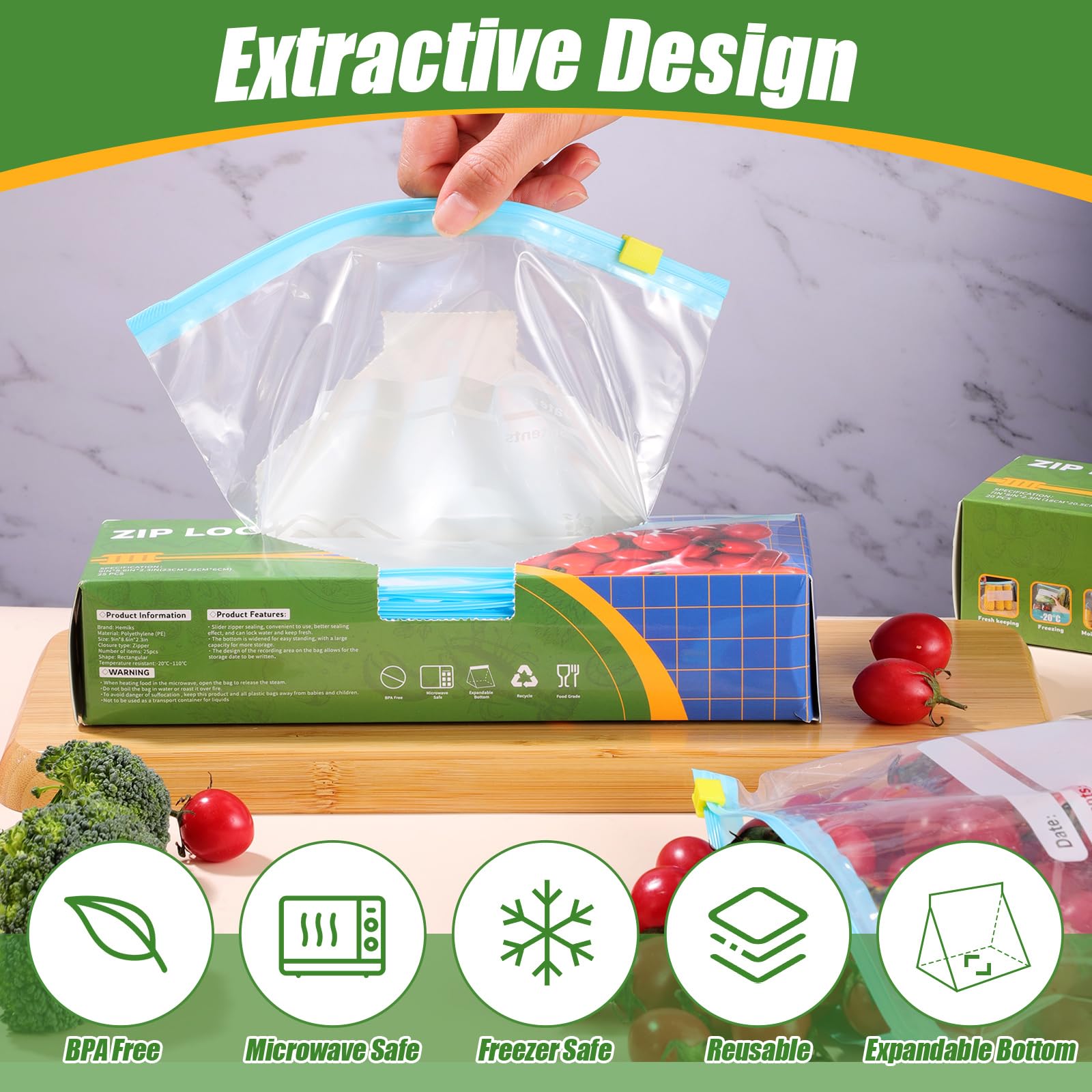70 Pcs Reusable Freezer Bags with Zipper Lock - 3 Sizes (4.55L, 2.27L, 1L) Heavy Duty Expandable Bottom Food Storage Bags for Fruits, Vegetables, Meat & Snacks - Perfect for Meal Prep, Freezing & Organizing Kitchen Pantry