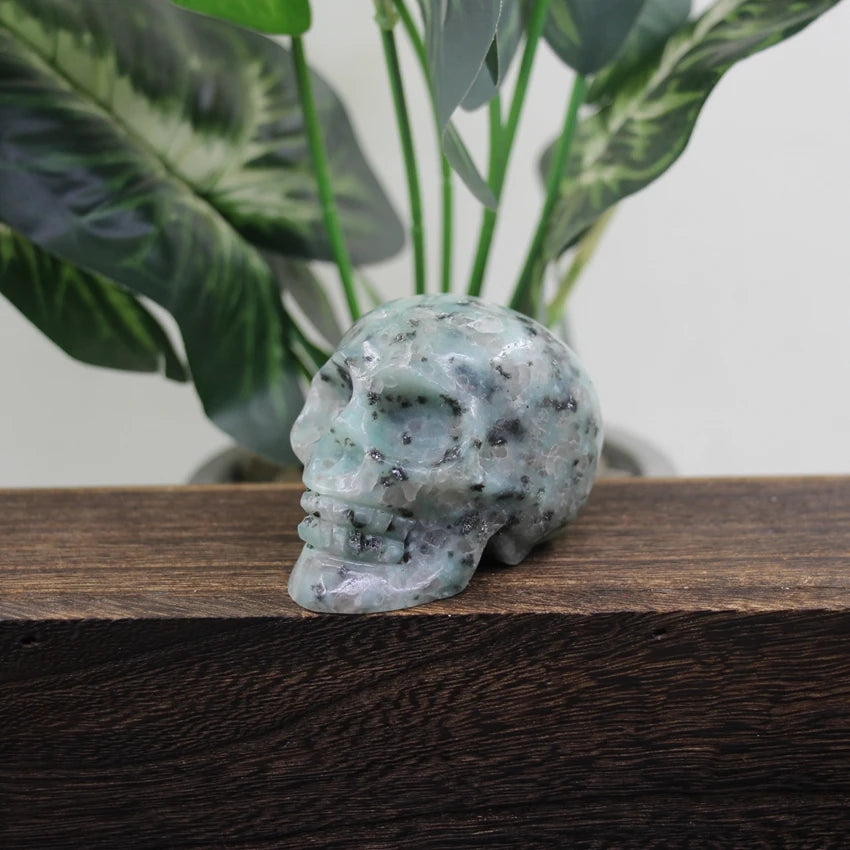 3 Inch Hand Carved Gemstone Skull Statue - Natural Healing Crystal Cranium Figurine for Halloween Decor, Home Office Room Decor, Meditation & Spiritual Gift (Perfect for Altars, Yoga Spaces & Crystal Collections)