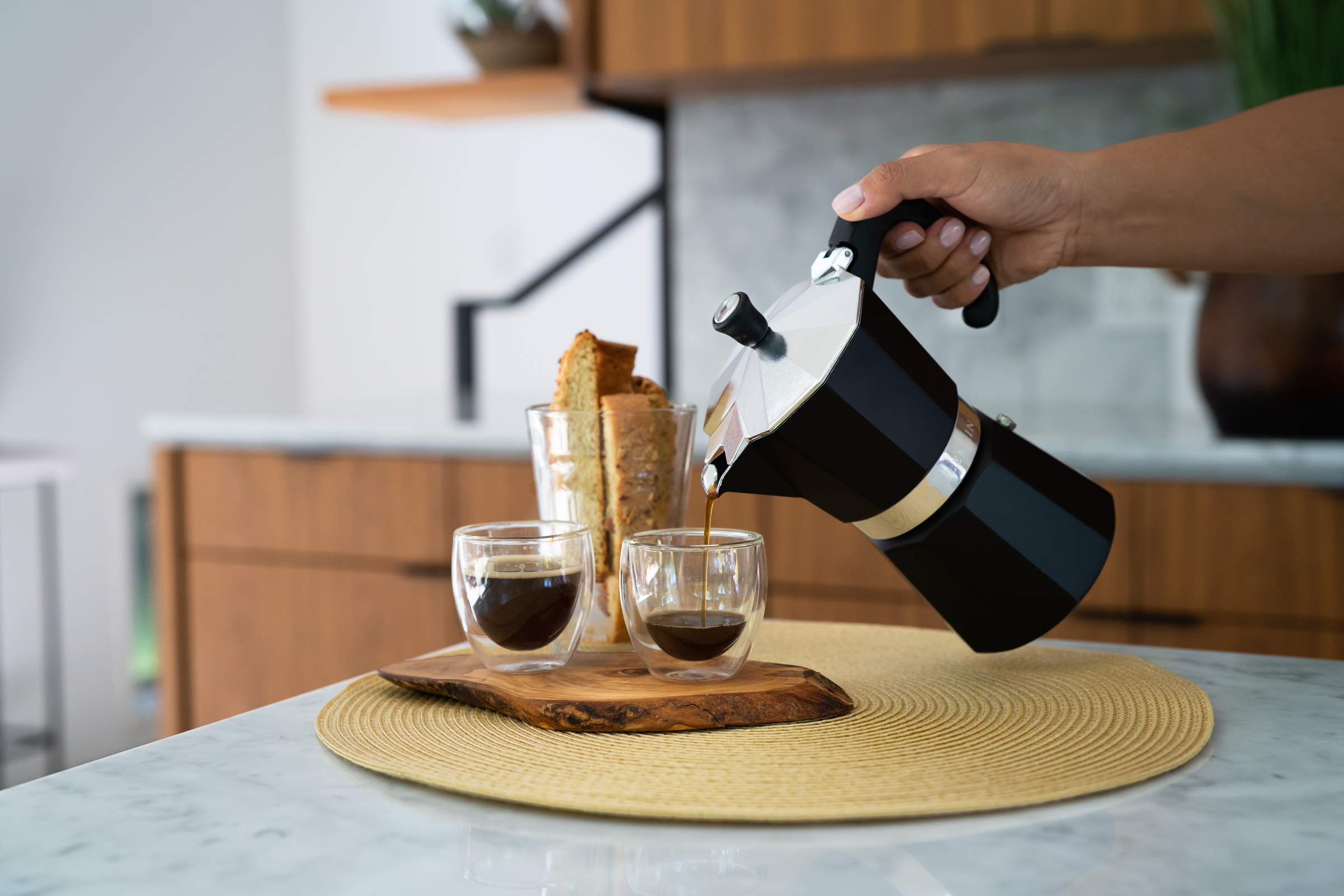 Bellemain Stovetop Espresso Maker Moka Pot - 3 Cup Italian Coffee Maker for Gas & Electric Stoves - Perfect for Home, Office & Camping (Black)