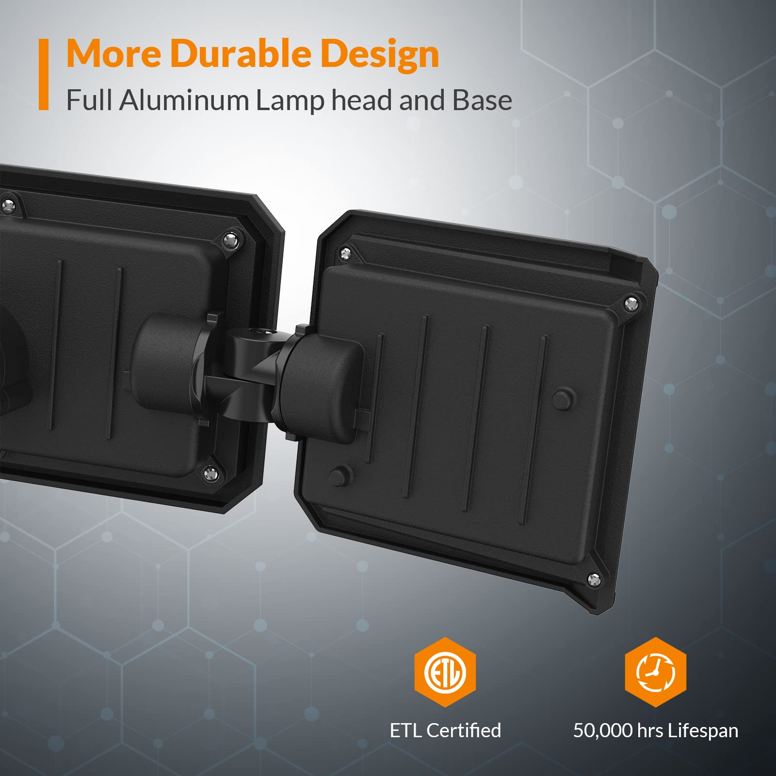 LEPOWER 42W LED Flood Lights Outdoor - 4200LM Bright Security Lights with 3 Adjustable Heads, Switch Controlled, 220° Wide Angle & IP65 Waterproof - Perfect for Garage, Yard, Porch, Backyard, and Driveway Lighting (Black)