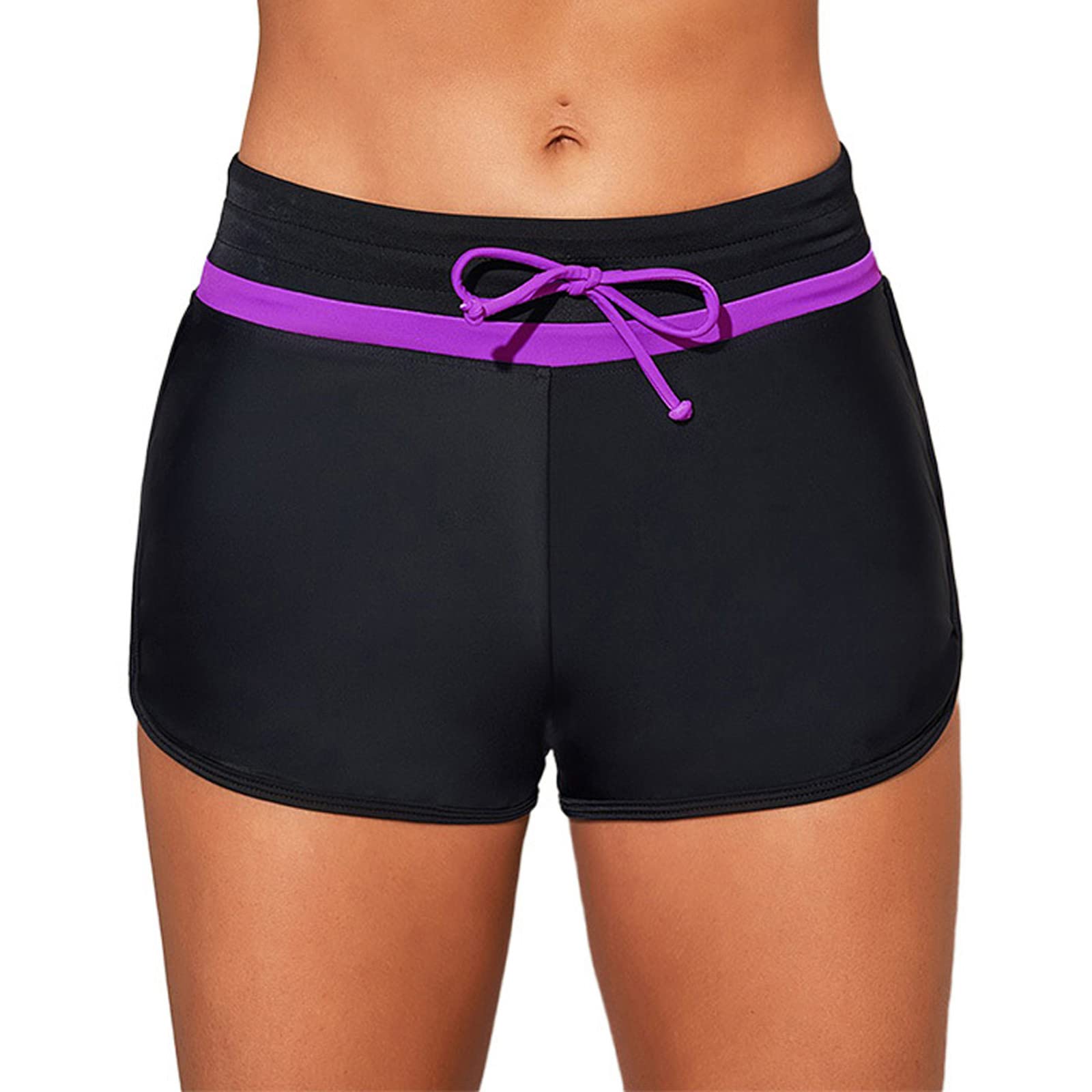 SNKSDGM Women's Long Board Shorts - Swim Tankini with Lace Up & Beach Buttons - Bikini Running Shorts for Swimming, Surfing, Yoga & Beach Vacations