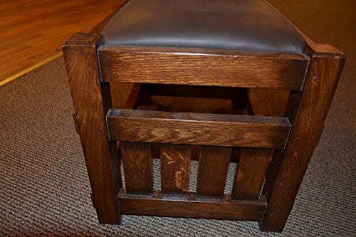 Handcrafted Mission Oak Foot Stool with Wide Walnut Spindles - Perfect for Living Room, Bedroom & Home Office Comfort