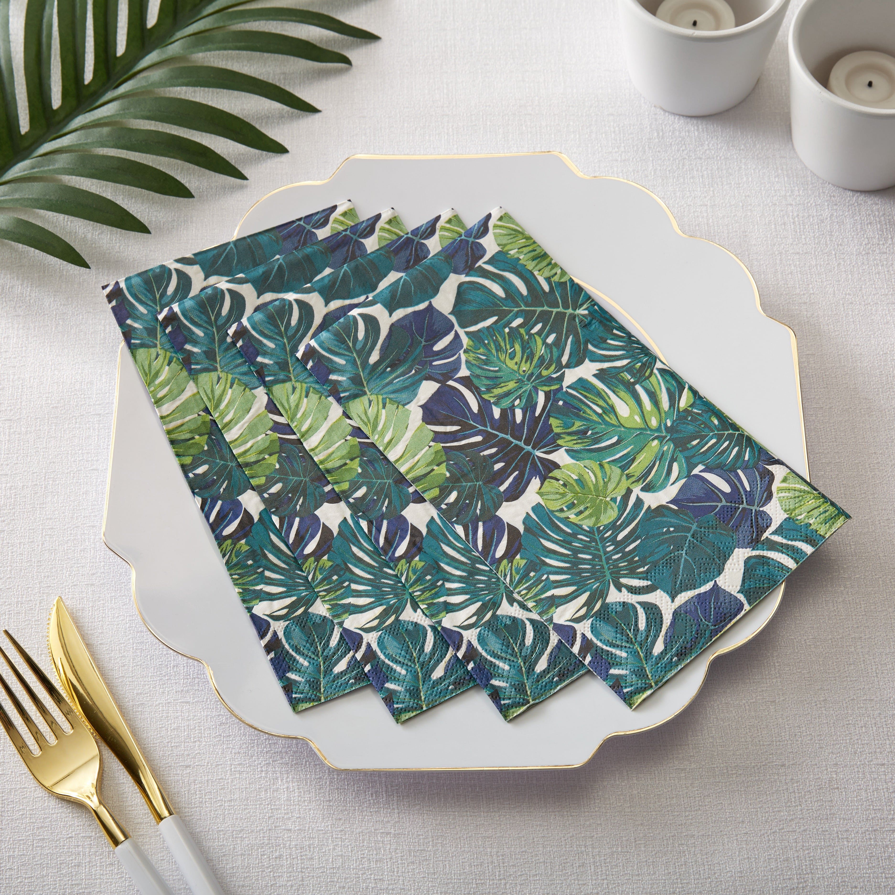 Eco-Friendly Disposable Palm Leaf Buffet Napkins - 40 Pack, Biodegradable & Sustainable for Parties, Weddings, and Events