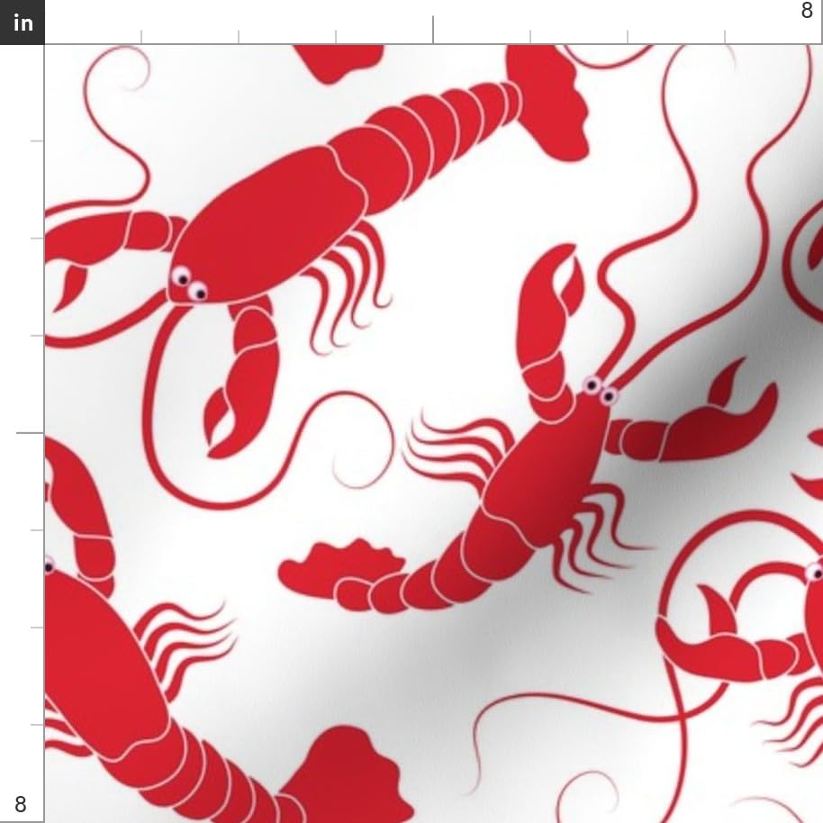 Lobster Ocean Seafood Printed Minky Fabric - Soft Plush Fat Quarter for Sewing Baby Blankets, Quilt Backing & DIY Crafts - Perfect for Nursery Decor, Coastal Themed Projects & Gift Making