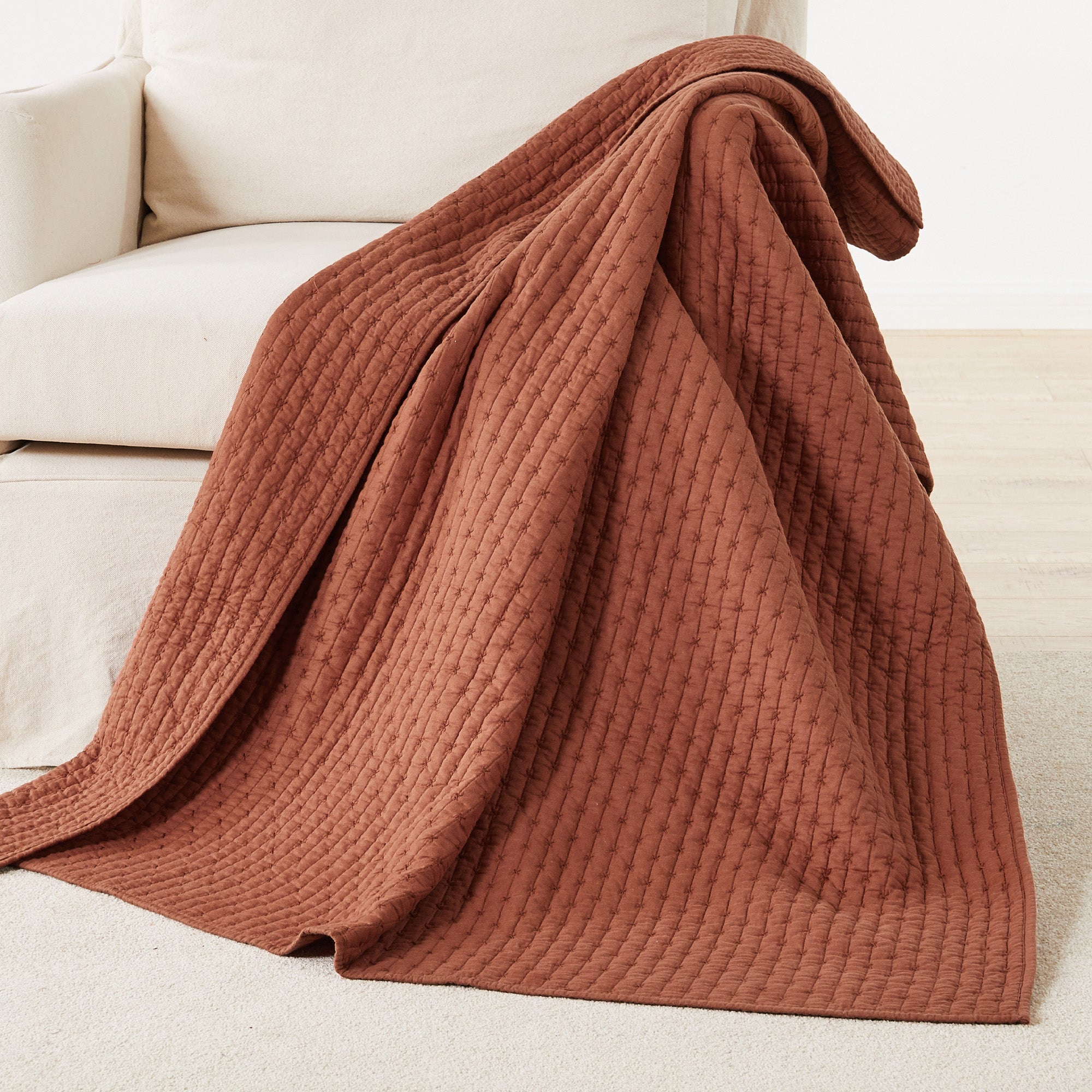 Handmade Cross Stitch Quilted Throw Blanket - Cozy Soft Bedspread for Sofa, Bed & Couch - Perfect for Winter Warmth, Home Decor & Gift Giving