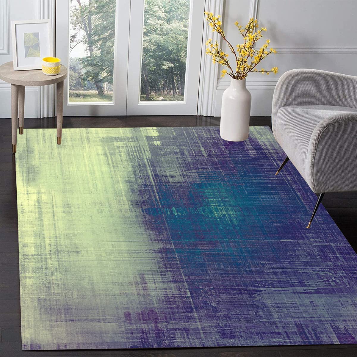 Modern Abstract Bohemian Chic 5x7 Large Area Rug - Washable Distressed Indoor Carpet for Living Room, Bedroom, Dining Room & Home Office | Perfect for Boho Decor & Cozy Spaces