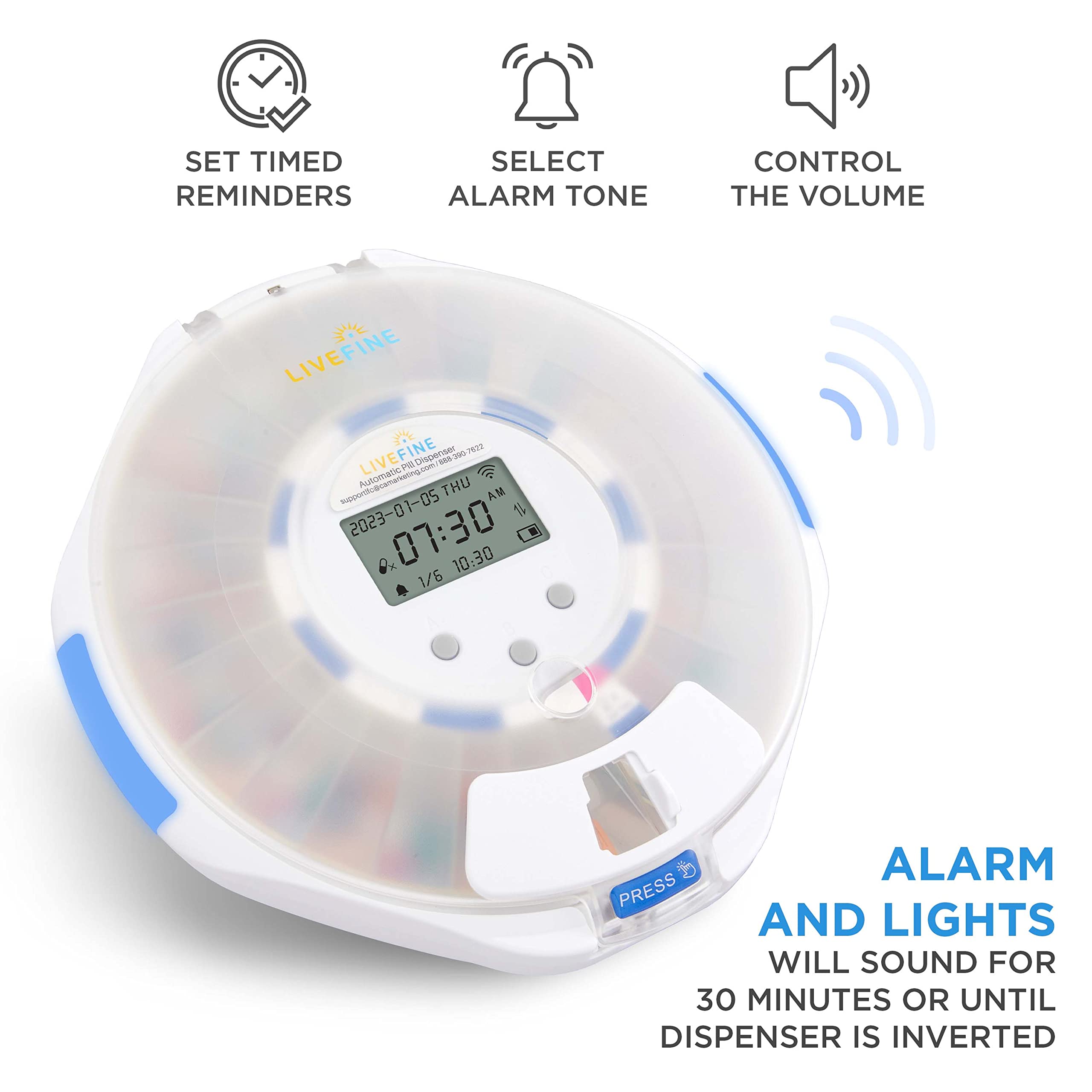 Smart WiFi Automatic Pill Dispenser with Frosted Lid – 28-Day Medication Organizer, 9 Daily Doses | Care Monitoring with Lock Key, Light & Sound Alarms for Prescriptions & Vitamins | Ideal for Elderly Care & Medication Management