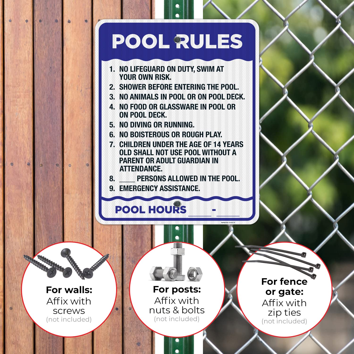 3M EGP Reflective Pool Rules Sign - 24x30 Inches, .080 Aluminum, Fade Resistant - Indoor/Outdoor Safety Sign for Backyard, Community Pools & Water Parks - Made in USA