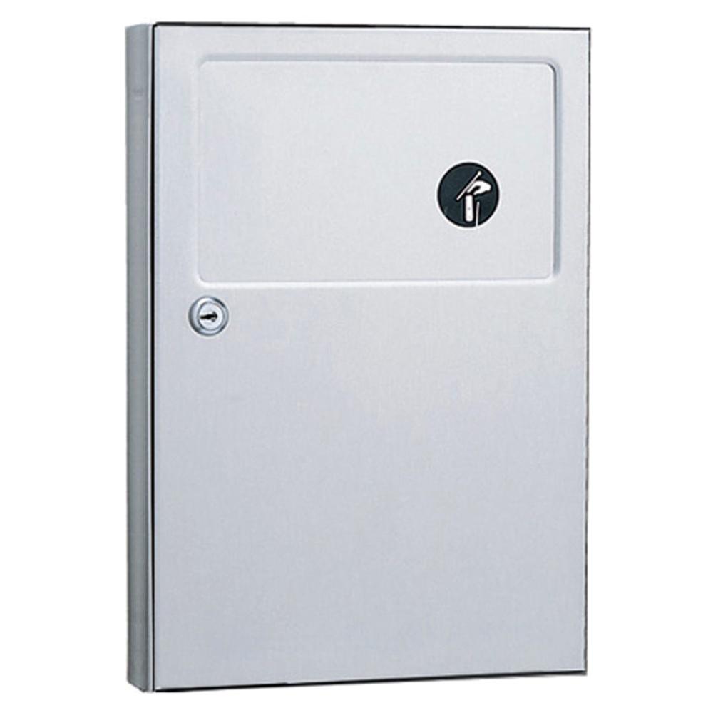 Bobrick B254 ClassicSeries Sanitary Napkin Disposal Unit - 1 Gallon Capacity, Surface Mounted, Satin Finish - Ideal for Restrooms, Healthcare Facilities & Public Spaces