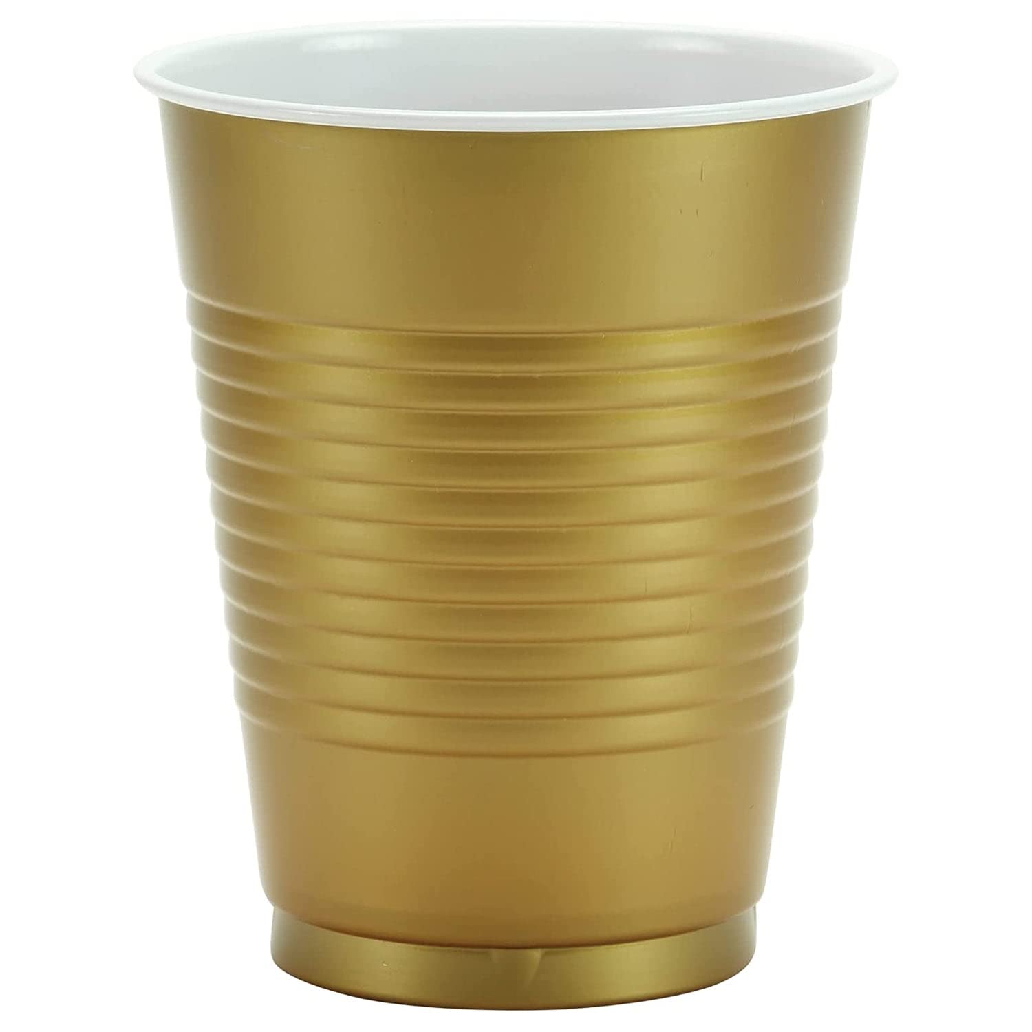 Hanna K. Signature 18 oz Gold Plastic Cups - Elegant Disposable Cups for Parties, Weddings, and Events - BPA-Free Drinkware for Cocktails, Iced Coffee, and Beverages