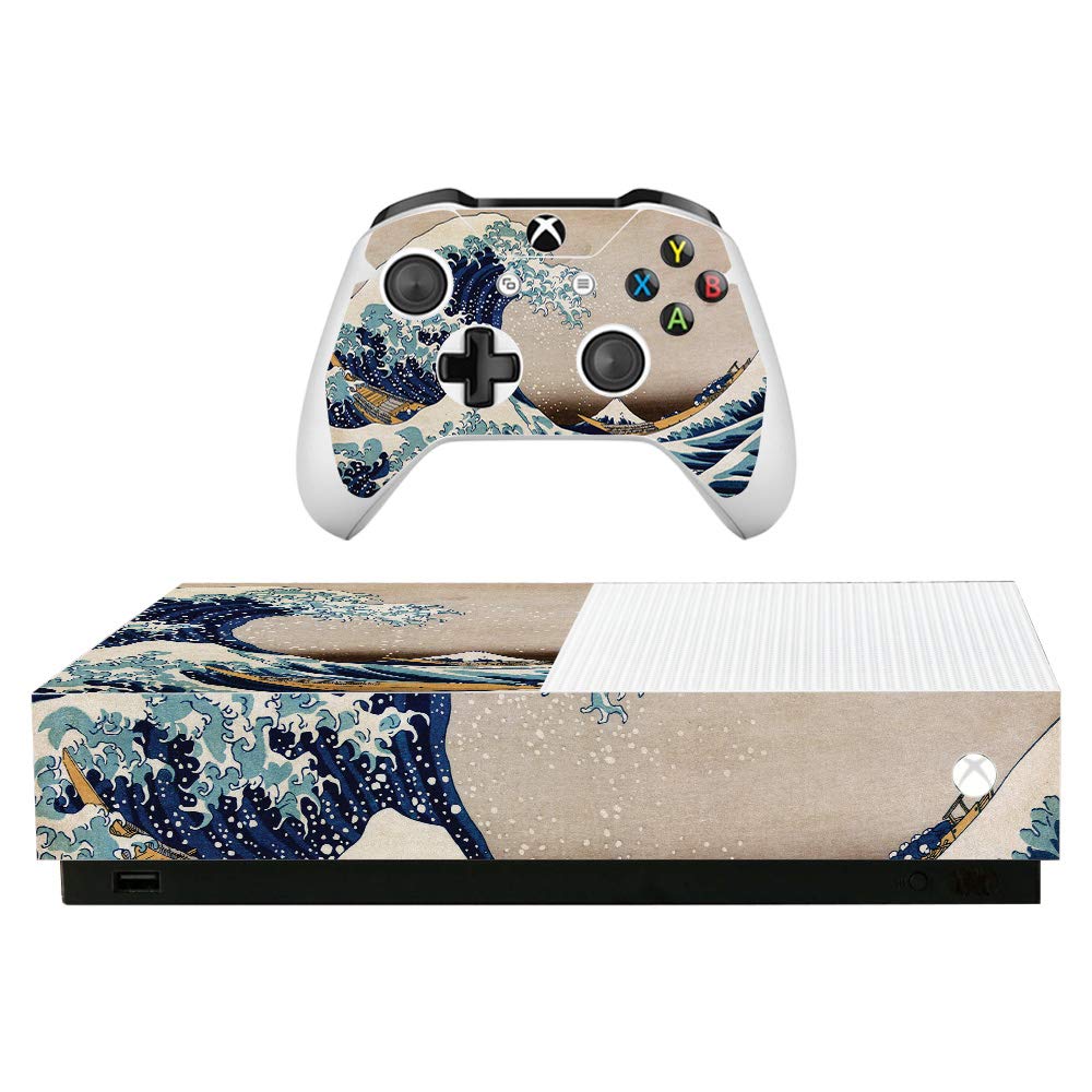 MightySkins Protective Vinyl Decal Wrap Cover for Microsoft Xbox One S All-Digital Edition - Great Wave of Kanagawa Design | Easy to Apply, Remove & Change Styles | Made in USA | Perfect for Gaming Setups & Home Decor