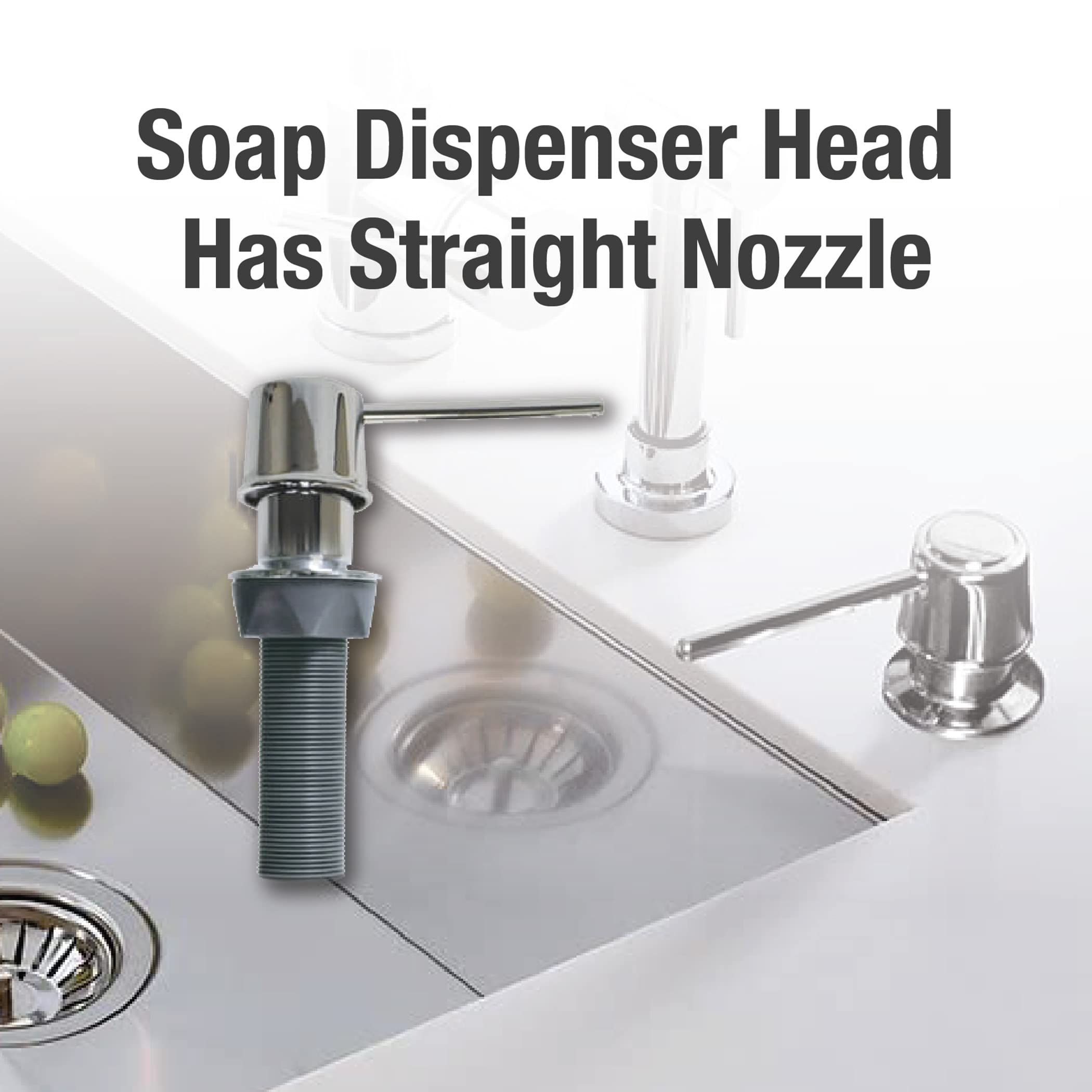 Danco 10037 Chrome Straight Nozzle Soap Dispenser - 1 Pack | Modern Bathroom & Kitchen Sink Liquid Soap Dispenser for Home & Office