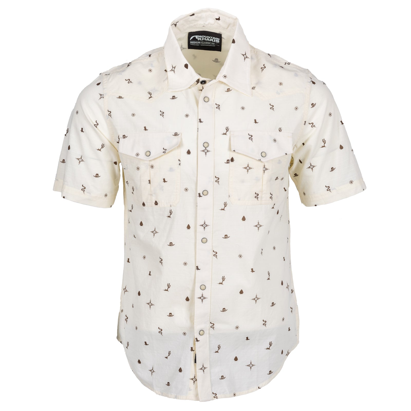 Rodeo Printed Short Sleeve Woven Shirt for Men - Western Cowboy Style Casual Button Up Top for Summer Outdoor Rodeo Events and Country Music Festivals