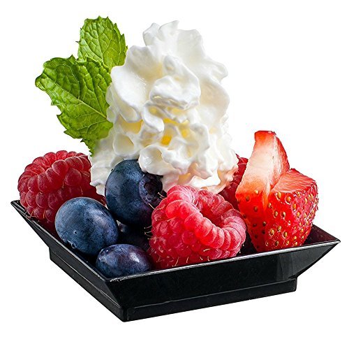 Zappy 2.5x2.5 Inch Black Square Mini Appetizer Plates | Disposable Hard Plastic Small Dessert Plates for Party Trays, Sushi, Tasting Samples, Canapés & Cocktail Hour - Perfect for Weddings, Catering & Bento Boxes