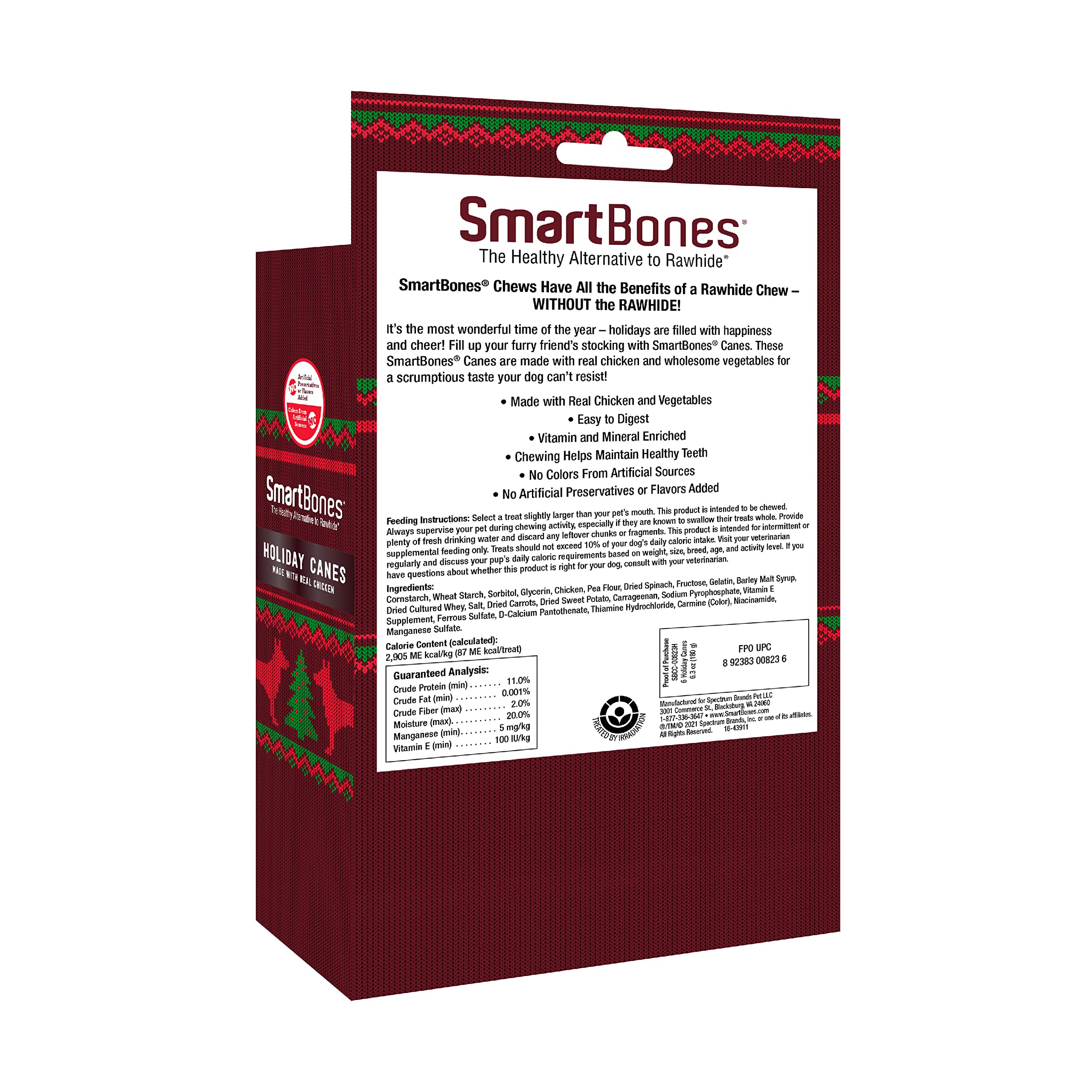SmartBones Holiday Canes Dog Treats - 6 Count, Real Chicken Flavor, Rawhide-Free Dental Chews for Small & Medium Dogs - Perfect for Christmas Stocking Stuffers & Holiday Gifting